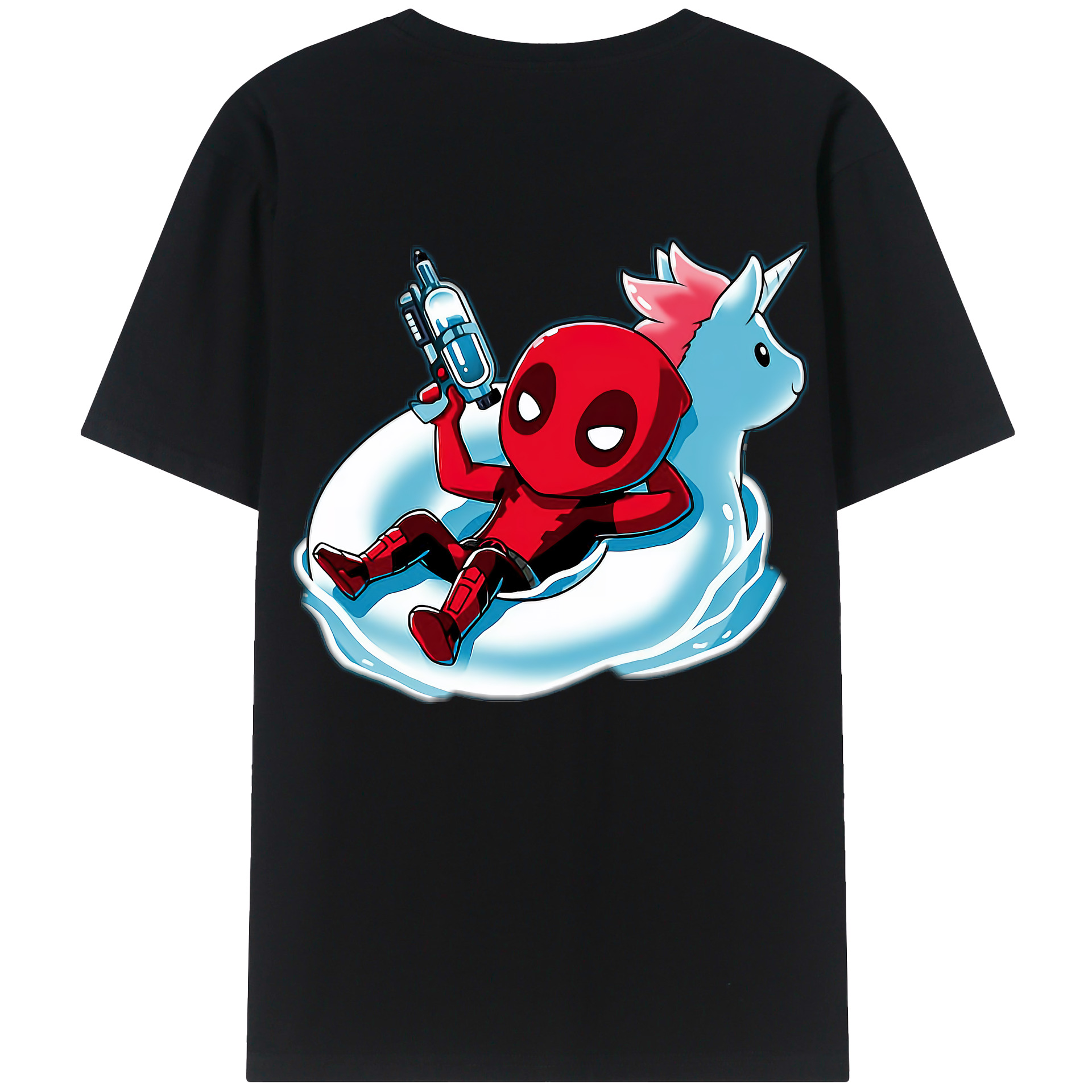 （画像用） Deadpool デッドプール 綿100％ メンズ半袖Tシャツ（バックプリント） 通気性