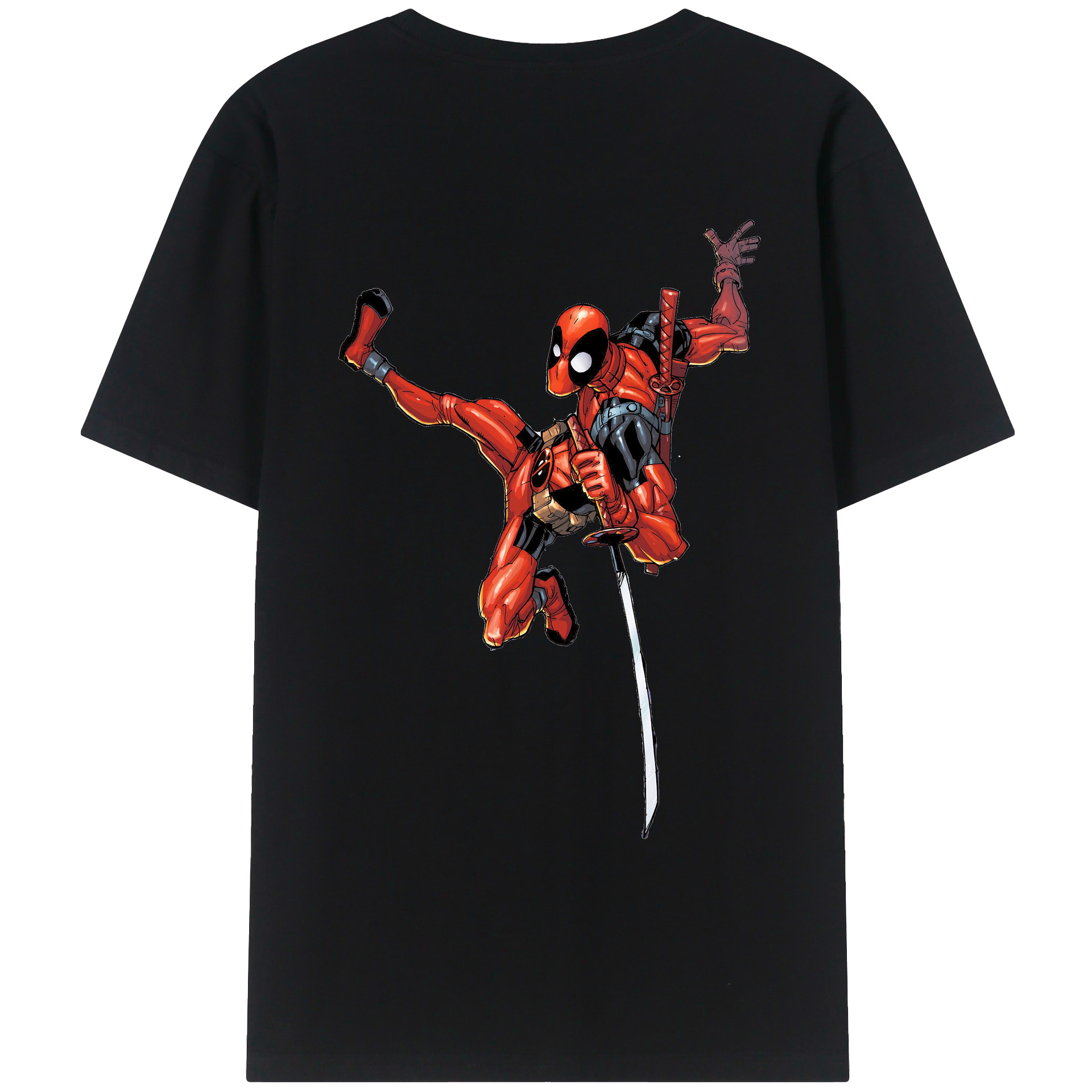 （画像用） Deadpool デッドプール 綿100％ メンズ半袖Tシャツ（バックプリント） 通気性