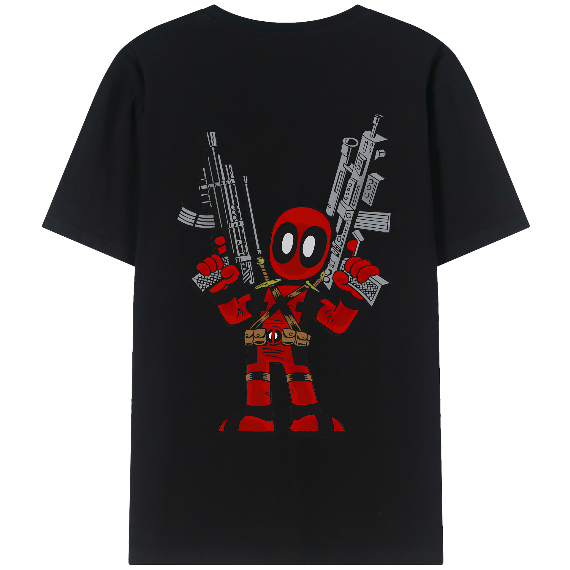 （画像用） Deadpool デッドプール 綿100％ メンズ半袖Tシャツ（バックプリント） 通気性