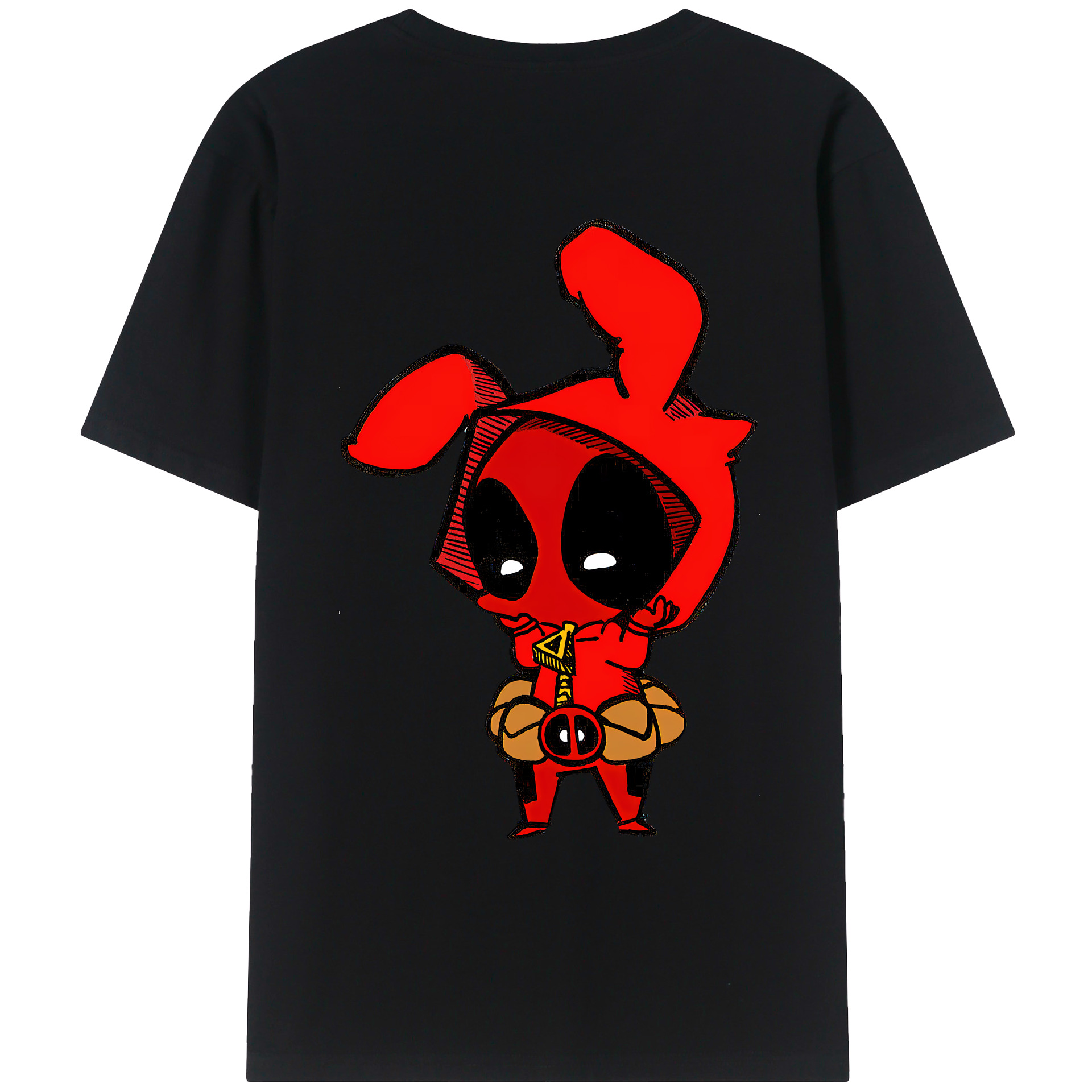 （画像用） Deadpool デッドプール 綿100％ メンズ半袖Tシャツ（バックプリント） 通気性