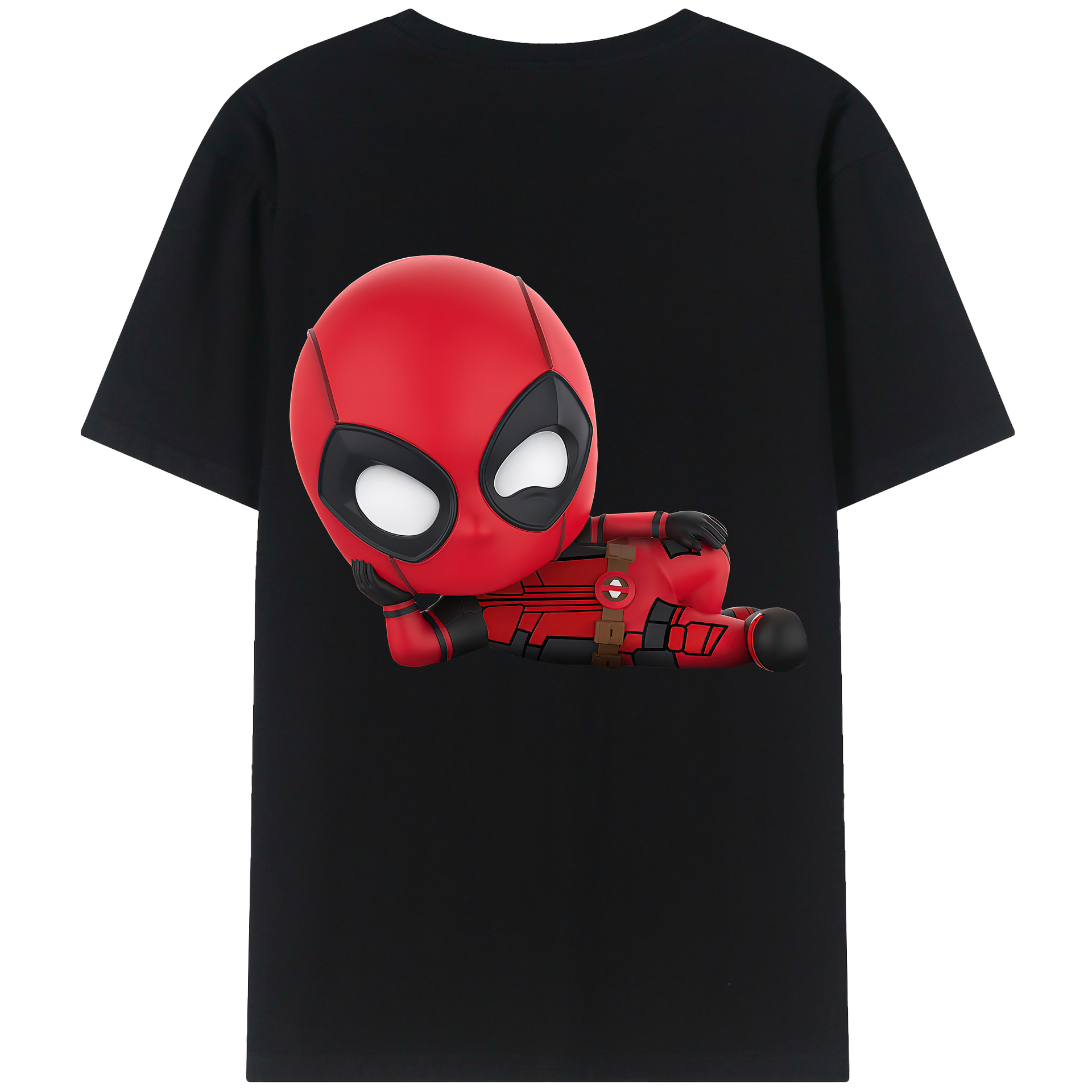 （画像用） Deadpool デッドプール 綿100％ メンズ半袖Tシャツ（バックプリント） 通気性