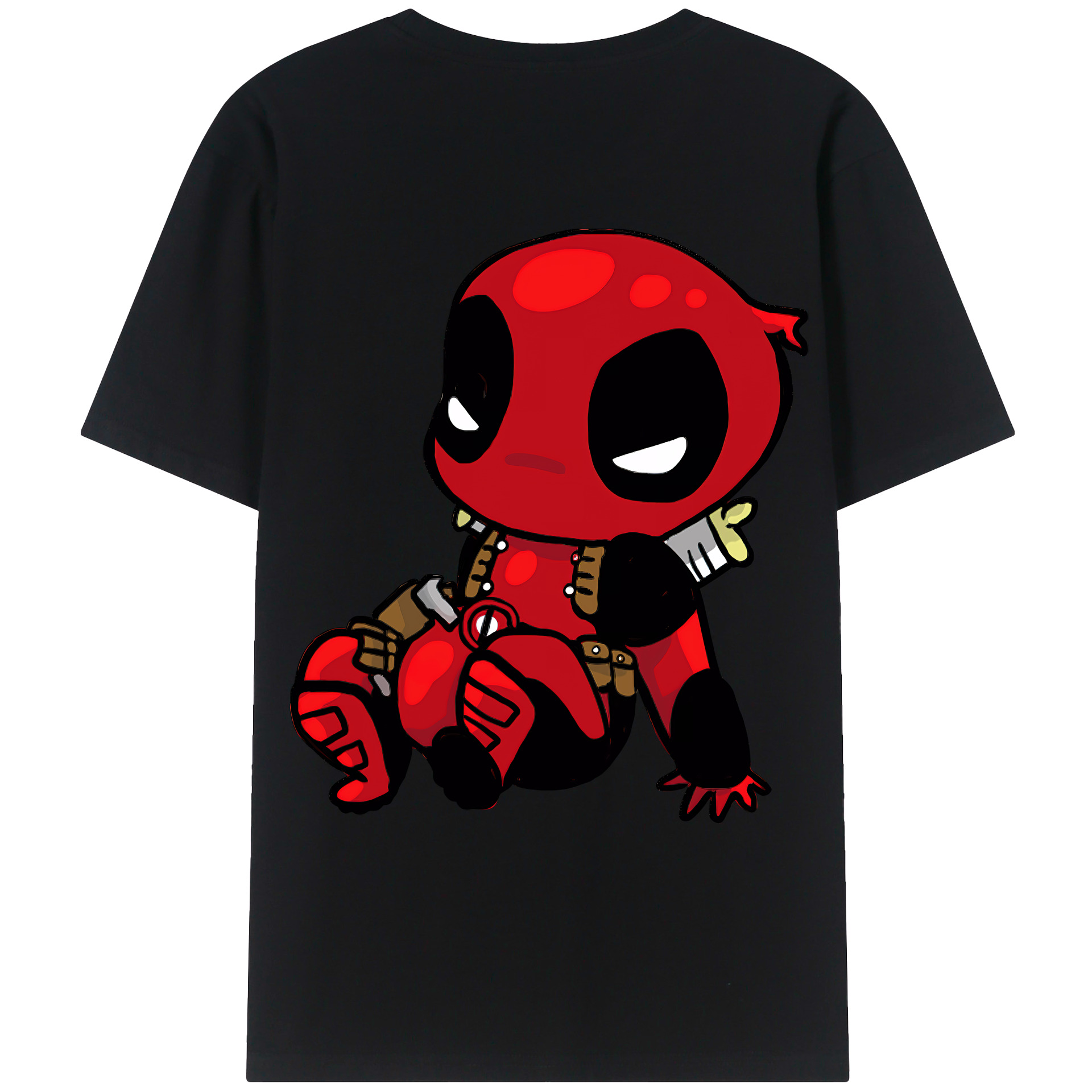 （画像用） Deadpool デッドプール 綿100％ メンズ半袖Tシャツ（バックプリント） 通気性