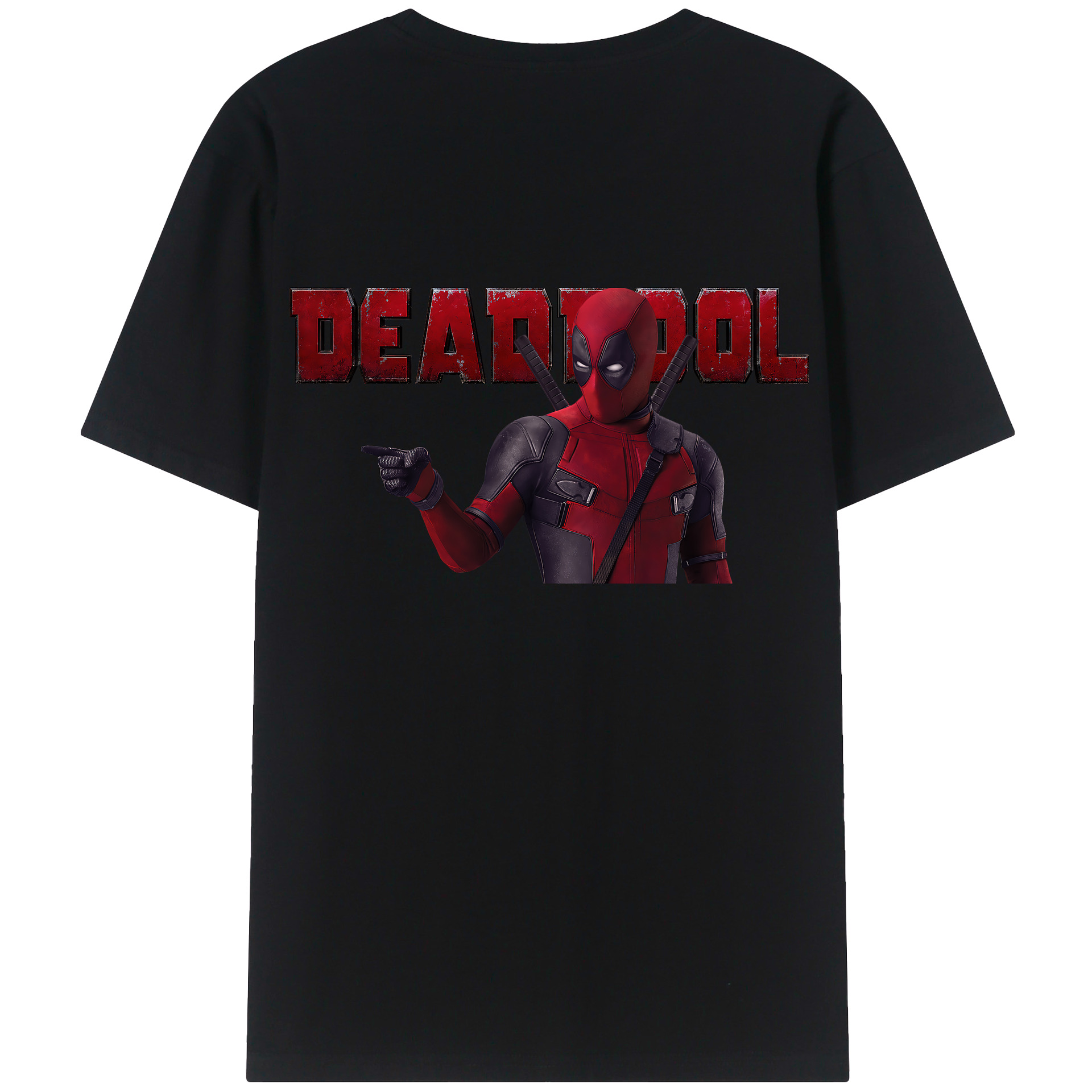 （画像用） Deadpool デッドプール 綿100％ メンズ半袖Tシャツ（バックプリント） 通気性