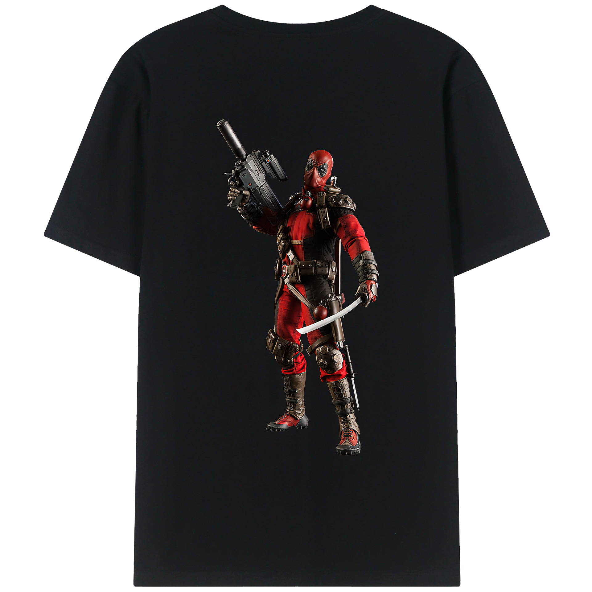 （画像用） Deadpool デッドプール 綿100％ メンズ半袖Tシャツ（バックプリント） 通気性