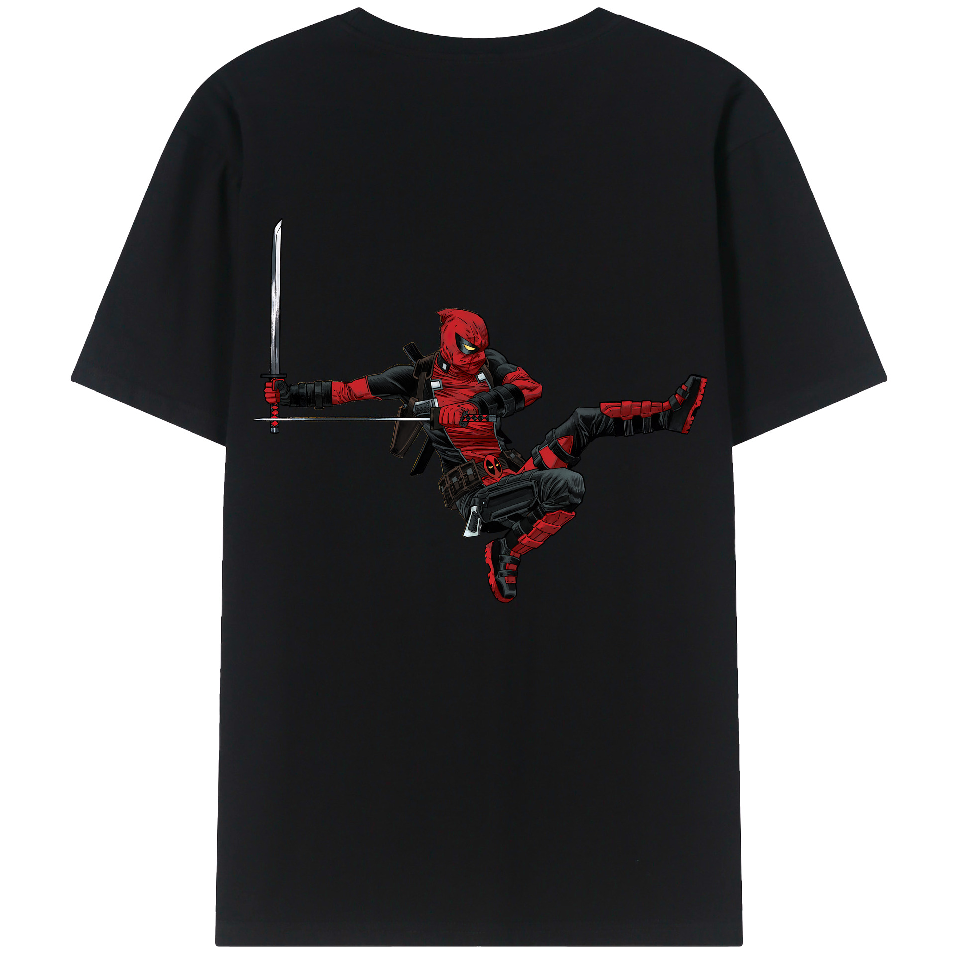 （画像用） Deadpool デッドプール 綿100％ メンズ半袖Tシャツ（バックプリント） 通気性