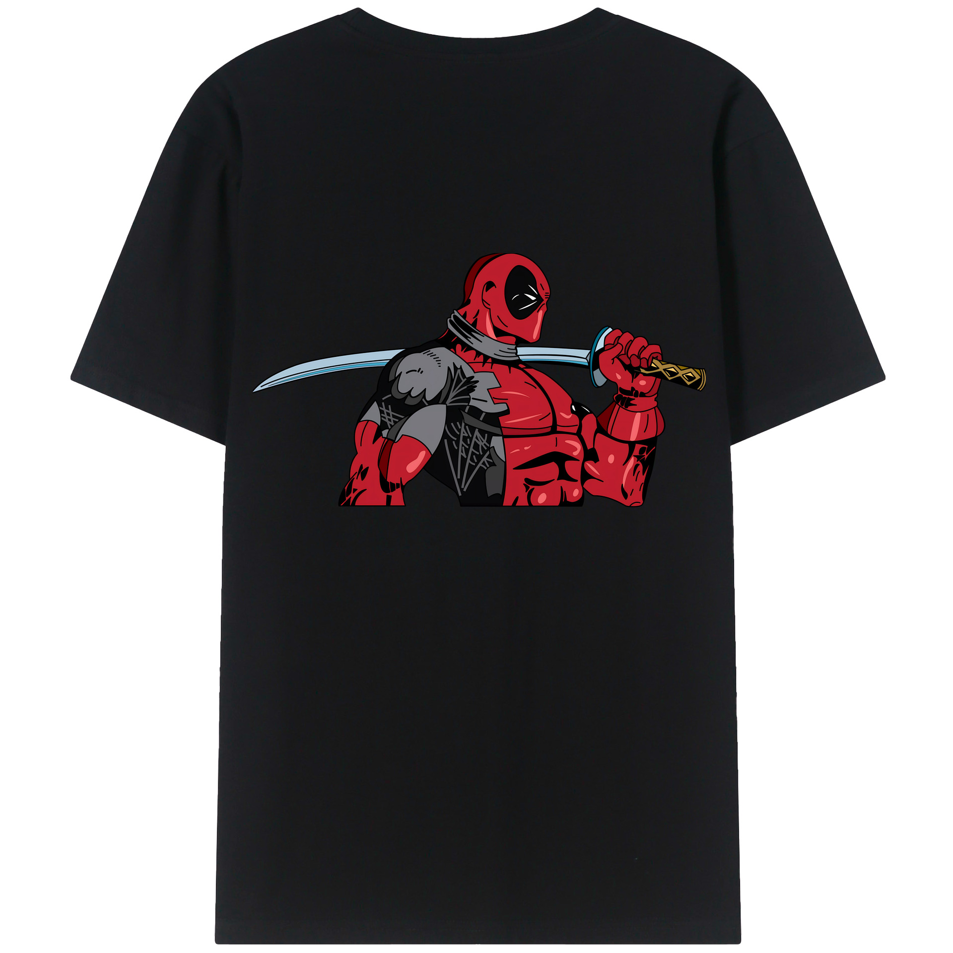 （画像用） Deadpool デッドプール 綿100％ メンズ半袖Tシャツ（バックプリント） 通気性
