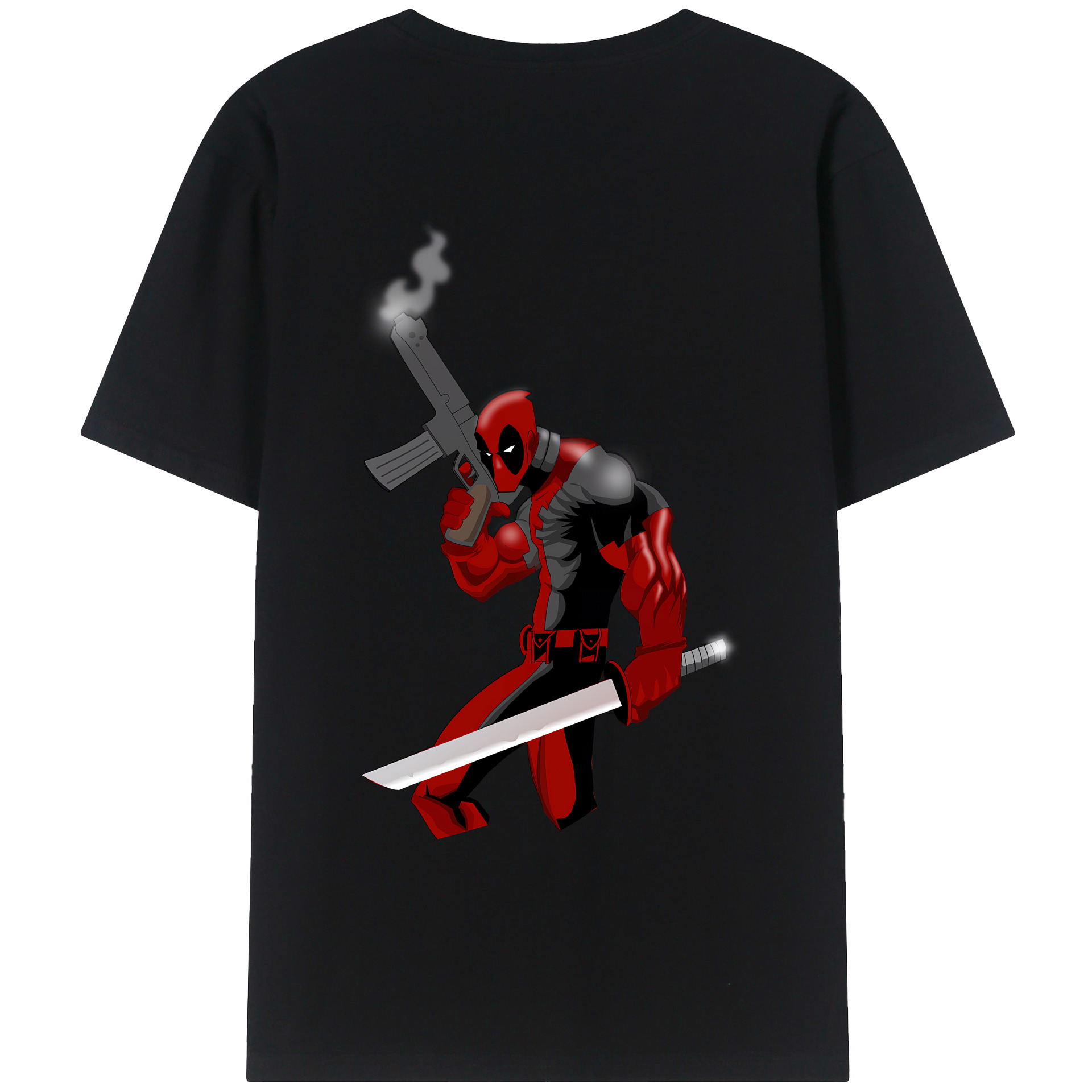 （画像用） Deadpool デッドプール 綿100％ メンズ半袖Tシャツ（バックプリント） 通気性