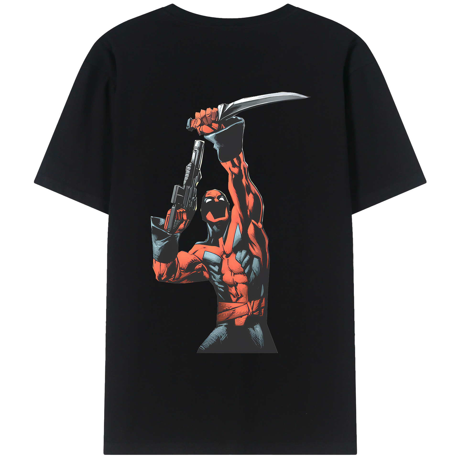 （画像用） Deadpool デッドプール 綿100％ メンズ半袖Tシャツ（バックプリント） 通気性