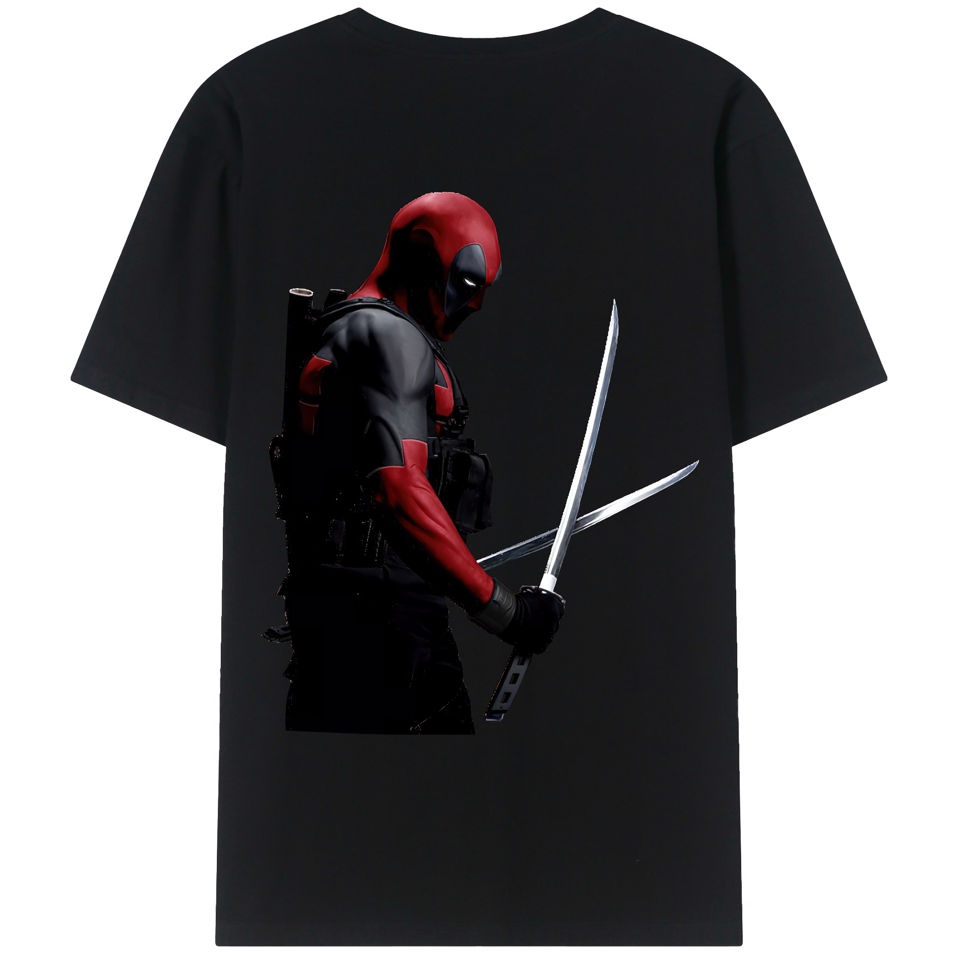 （画像用） Deadpool デッドプール 綿100％ メンズ半袖Tシャツ（バックプリント） 通気性
