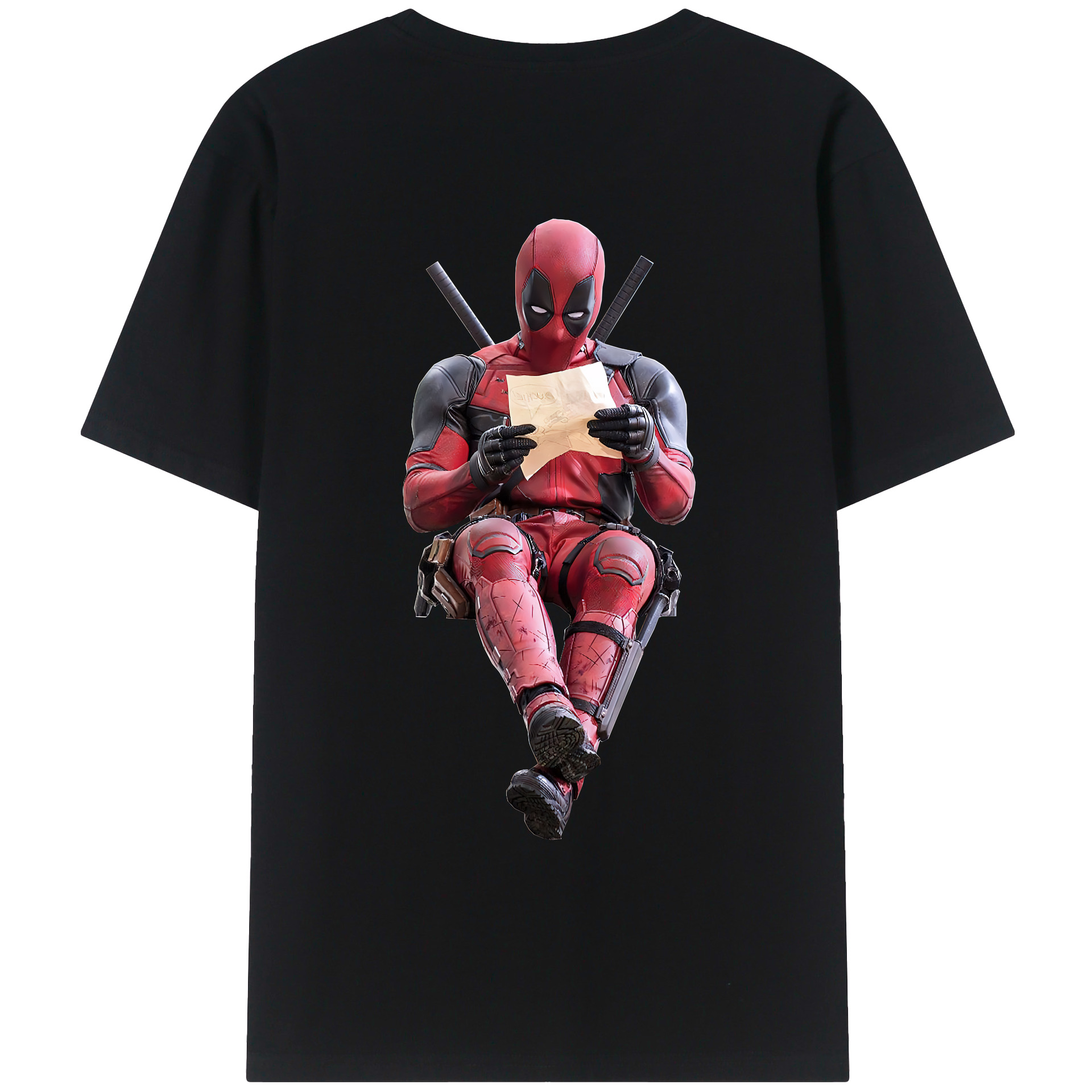 （画像用） Deadpool デッドプール 綿100％ メンズ半袖Tシャツ（バックプリント） 通気性