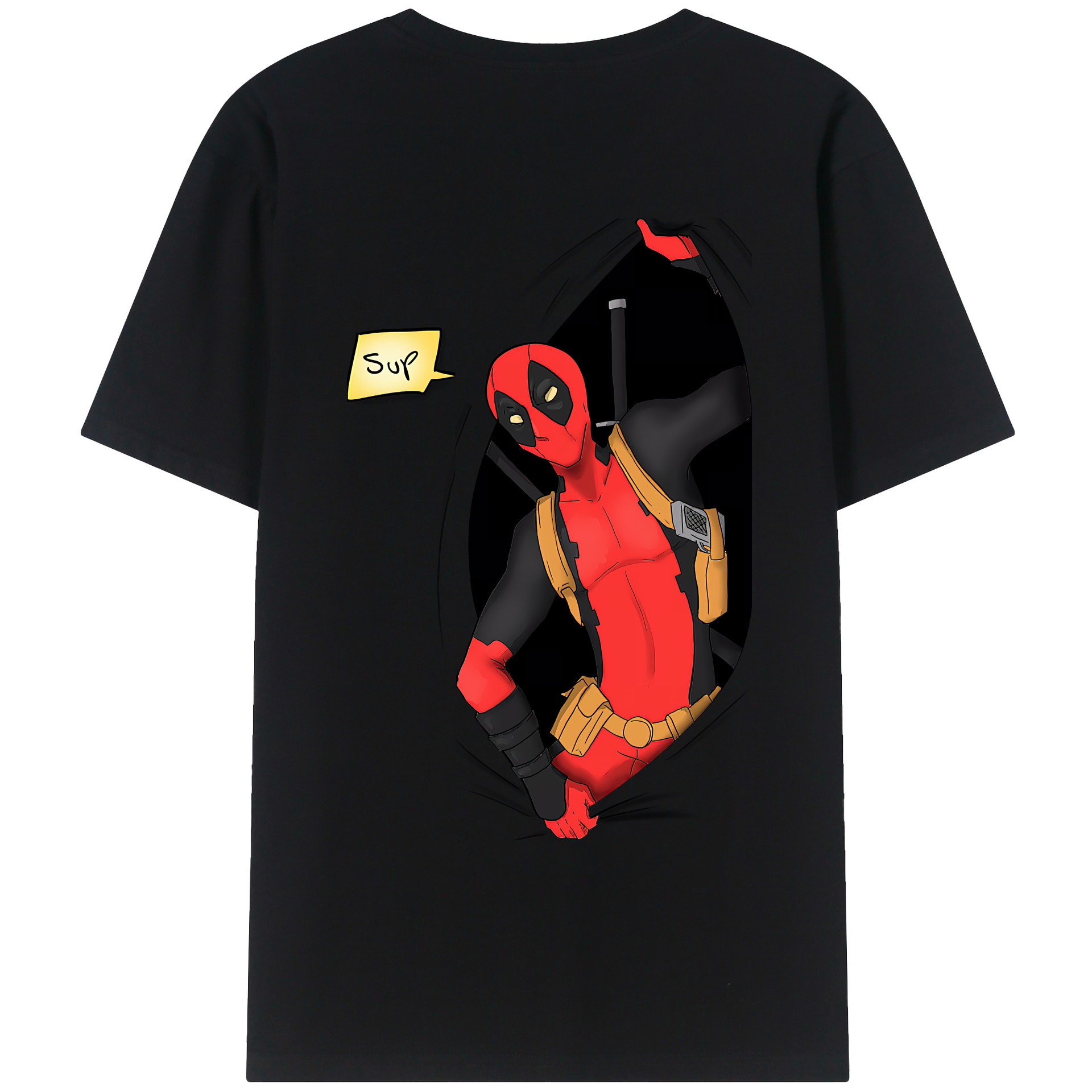 （画像用） Deadpool デッドプール 綿100％ メンズ半袖Tシャツ（バックプリント） 通気性