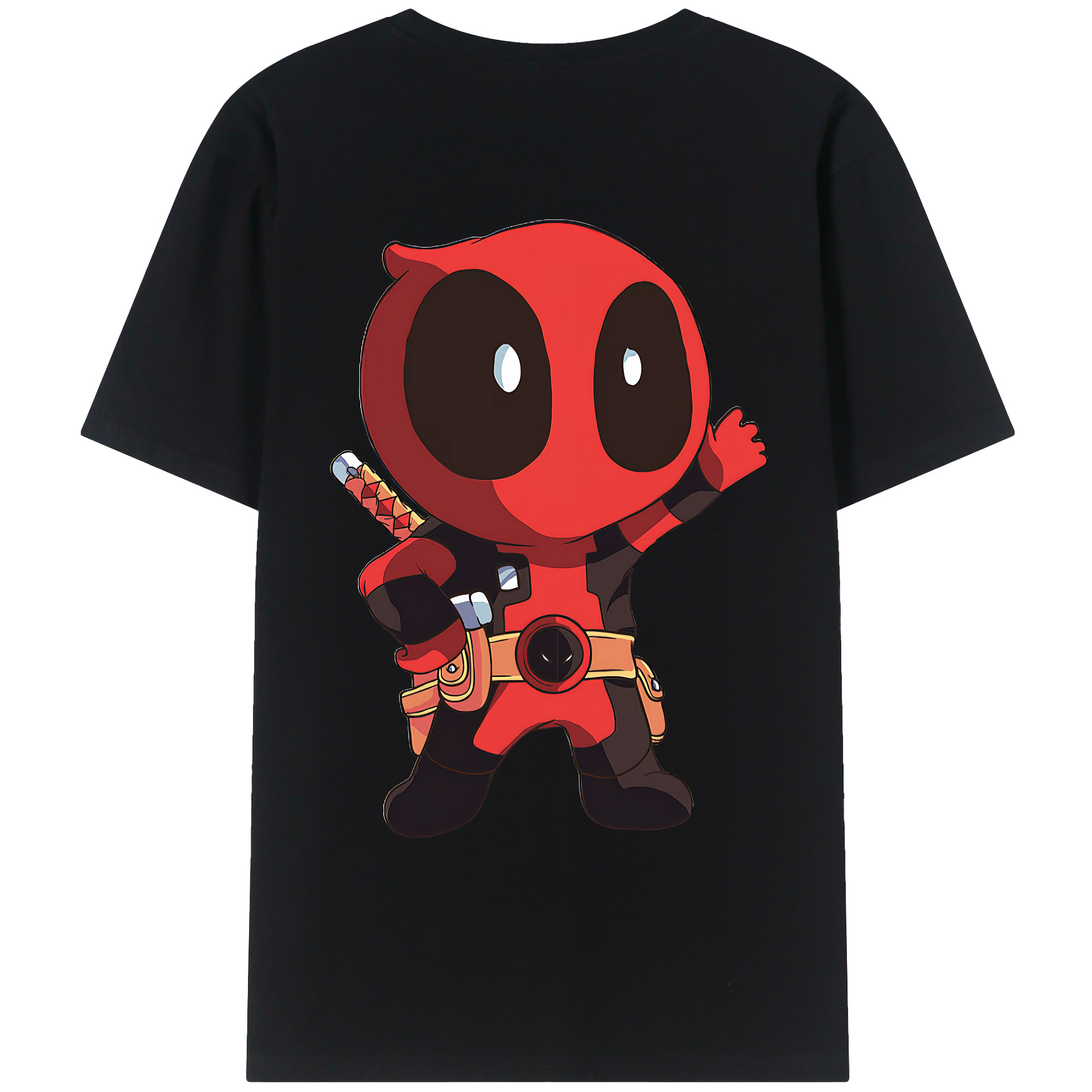 （画像用） Deadpool デッドプール 綿100％ メンズ半袖Tシャツ（バックプリント） 通気性