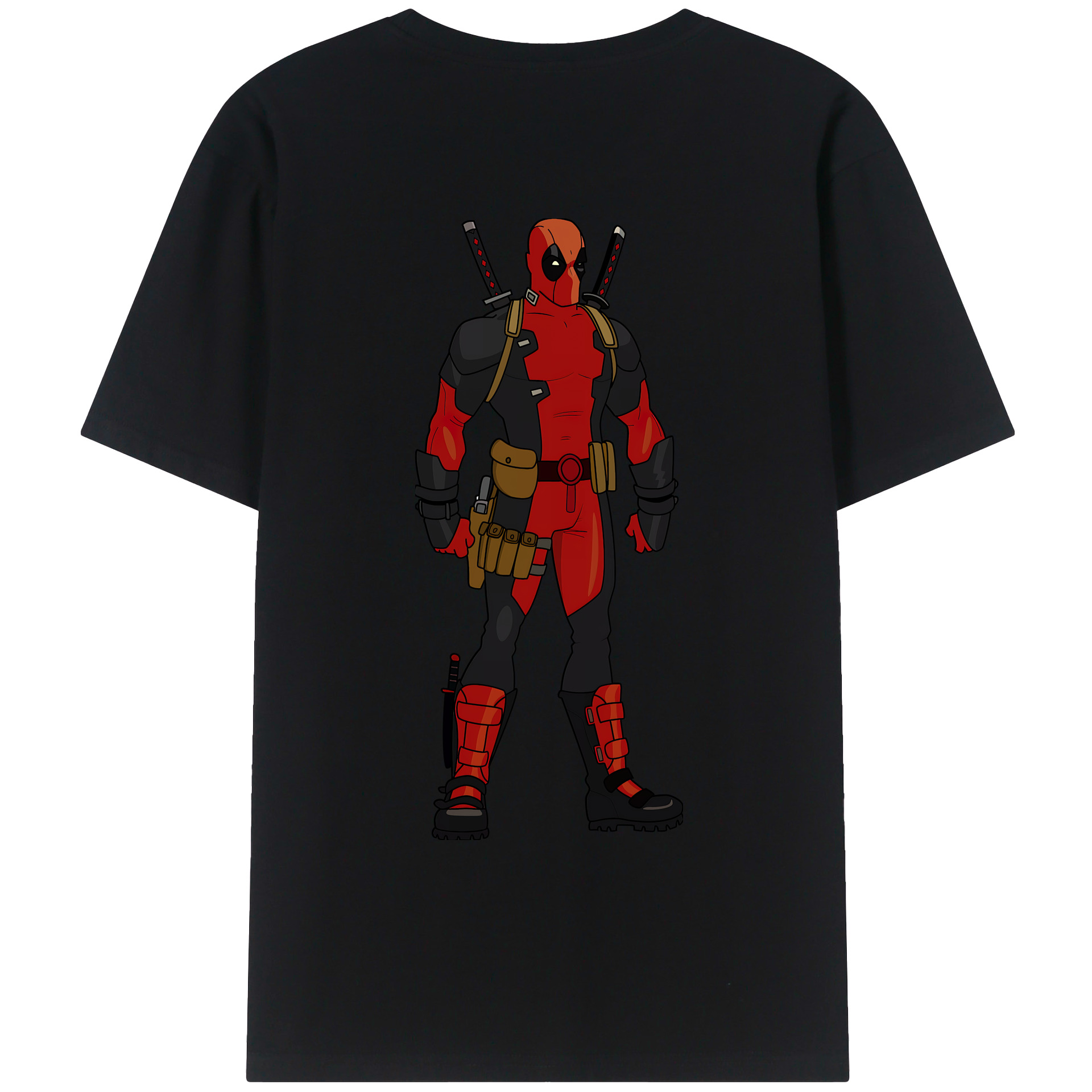 （画像用） Deadpool デッドプール 綿100％ メンズ半袖Tシャツ（バックプリント） 通気性
