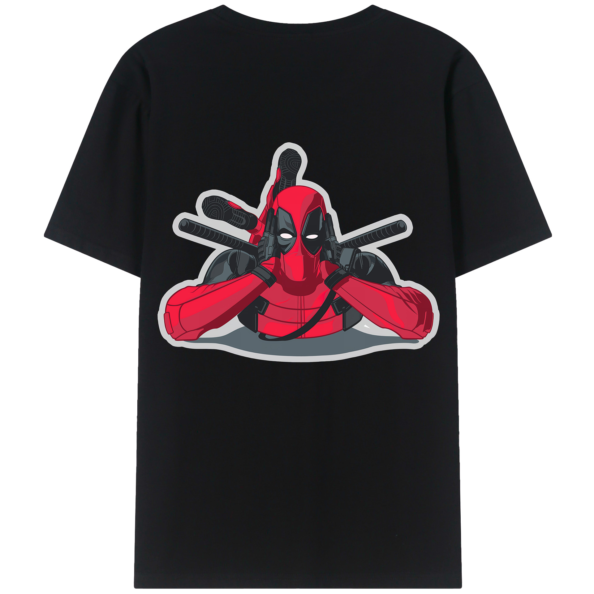 （画像用） Deadpool デッドプール 綿100％ メンズ半袖Tシャツ（バックプリント） 通気性