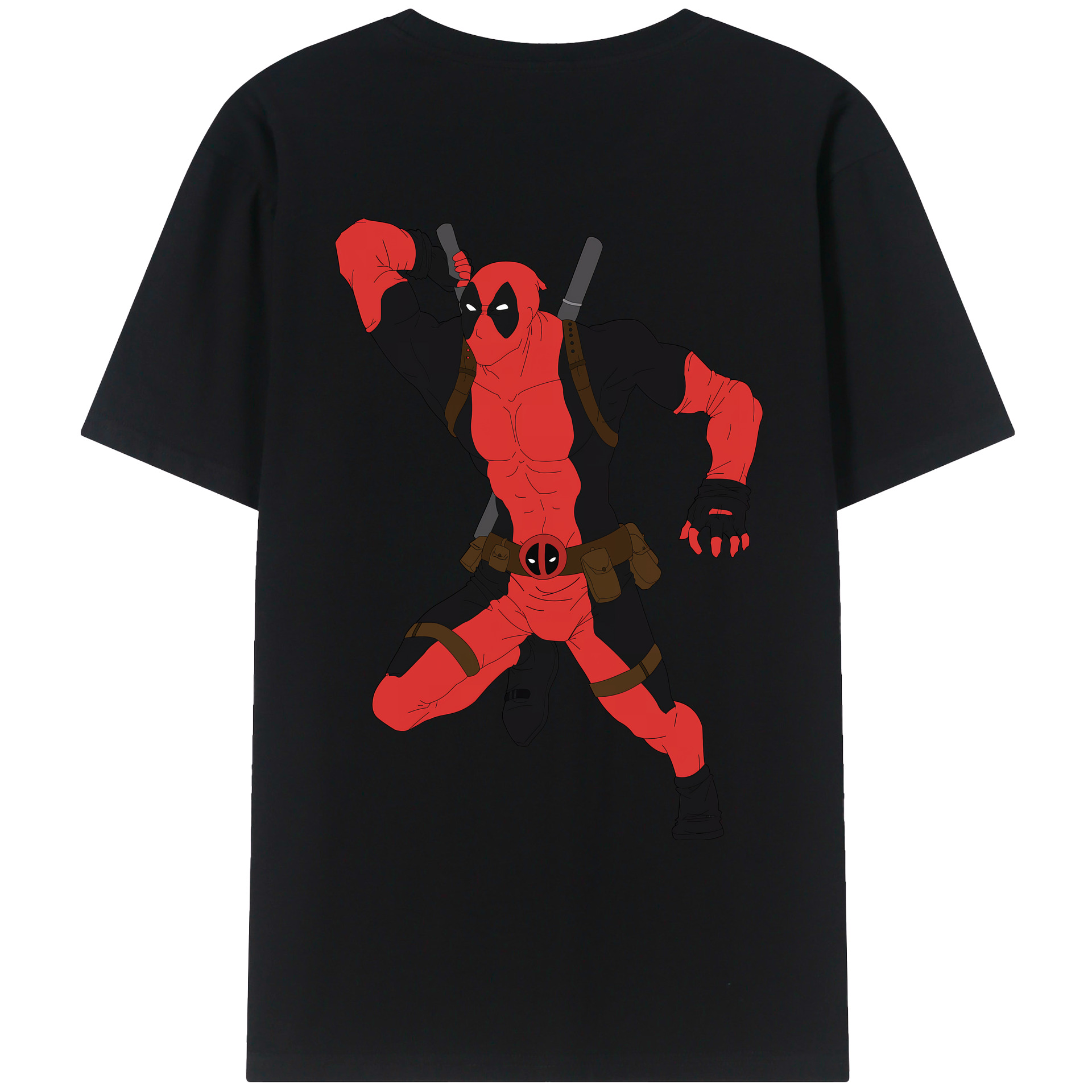 （画像用） Deadpool デッドプール 綿100％ メンズ半袖Tシャツ（バックプリント） 通気性