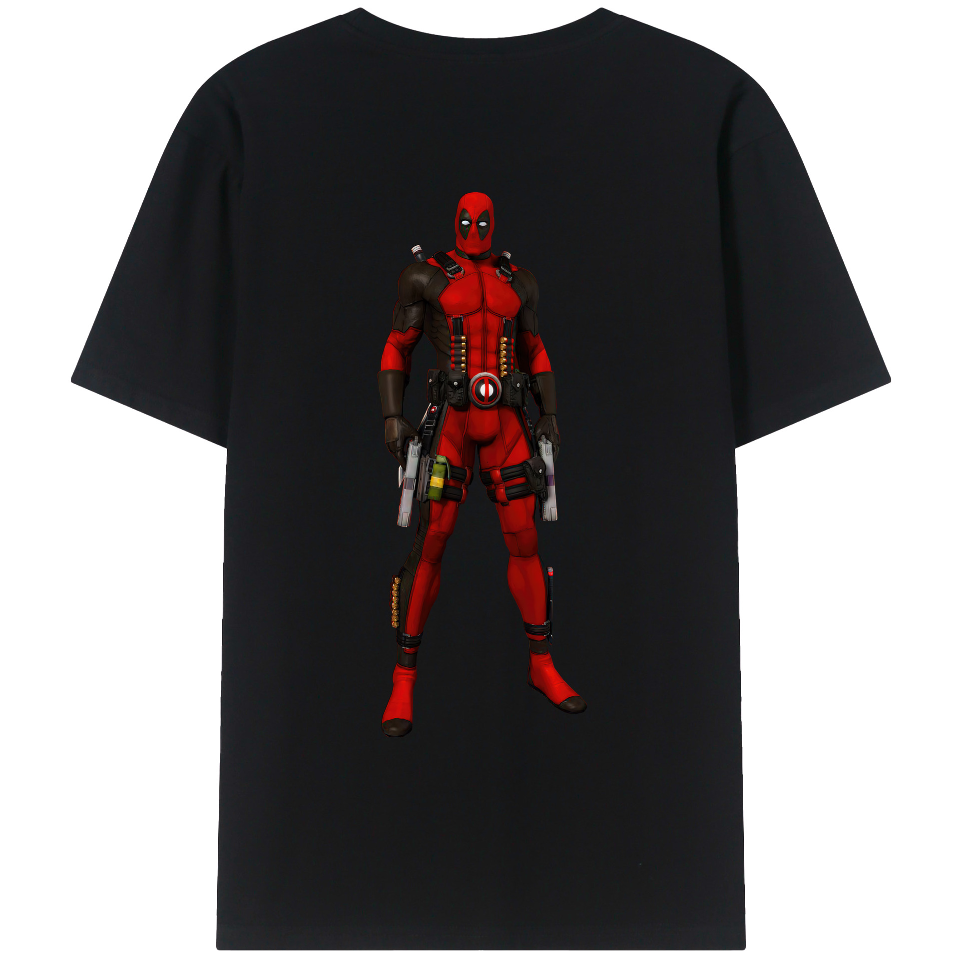 （画像用） Deadpool デッドプール 綿100％ メンズ半袖Tシャツ（バックプリント） 通気性