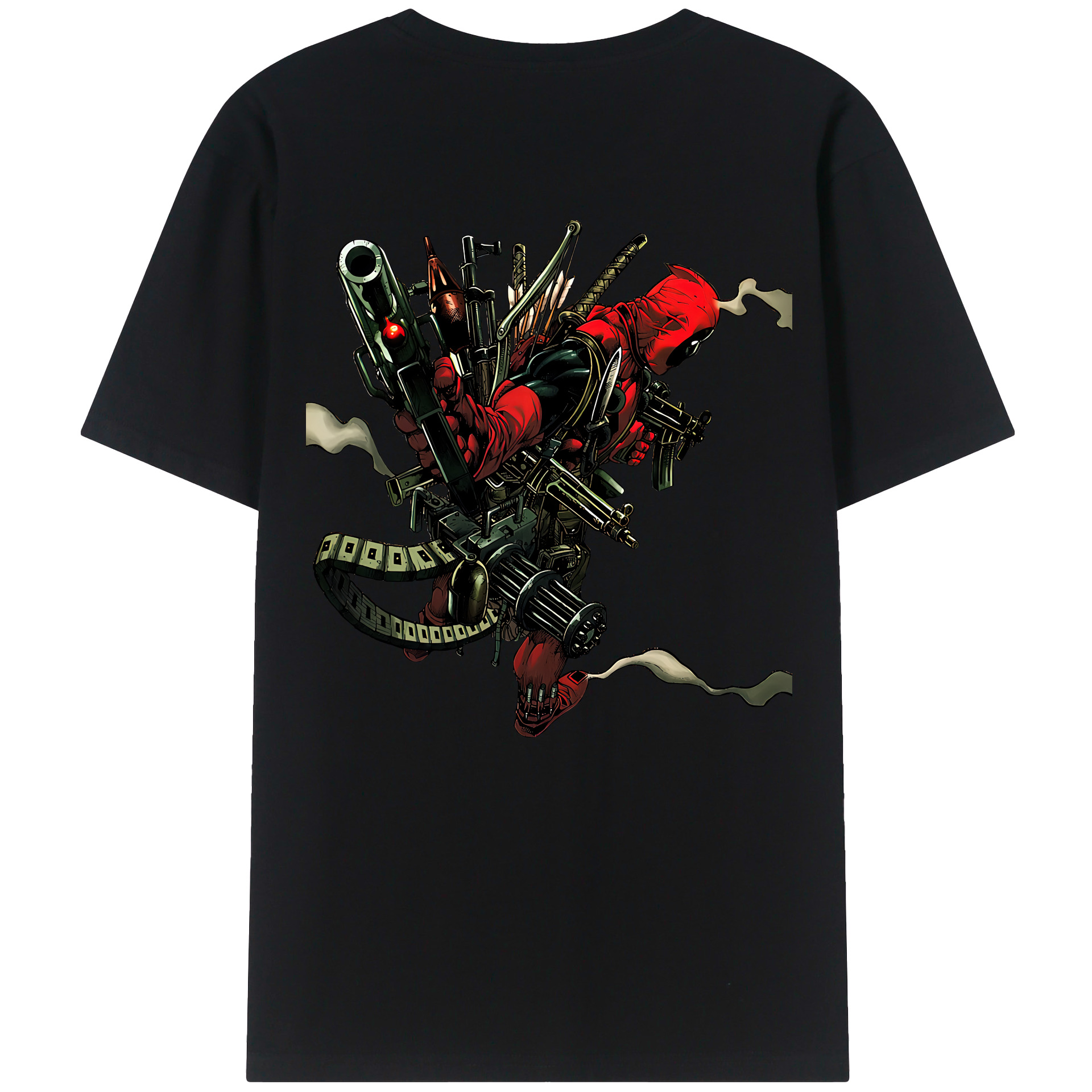 （画像用） Deadpool デッドプール 綿100％ メンズ半袖Tシャツ（バックプリント） 通気性