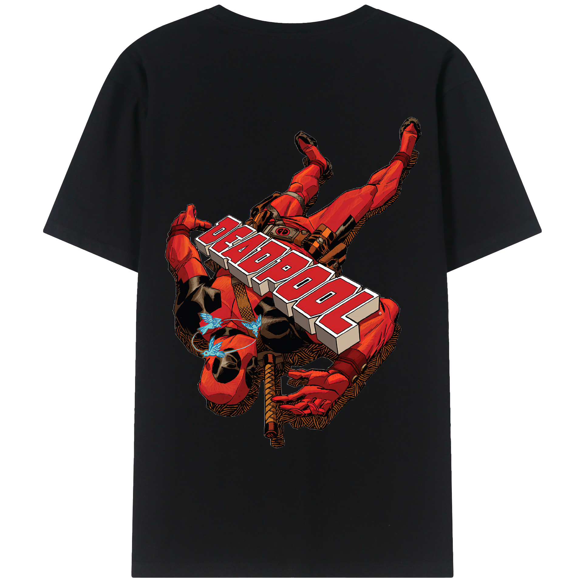（画像用） Deadpool デッドプール 綿100％ メンズ半袖Tシャツ（バックプリント） 通気性