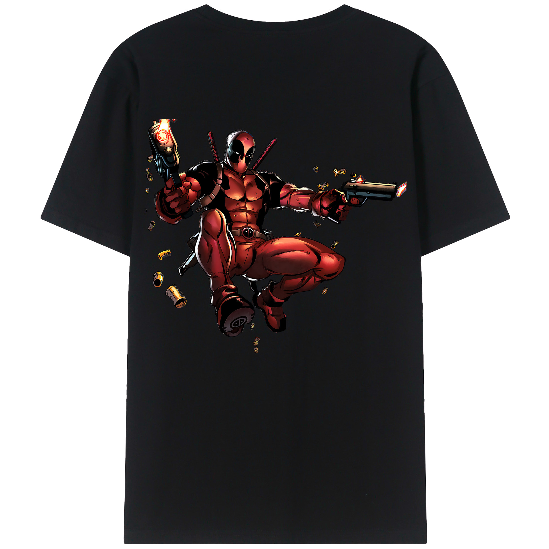 （画像用） Deadpool デッドプール 綿100％ メンズ半袖Tシャツ（バックプリント） 通気性