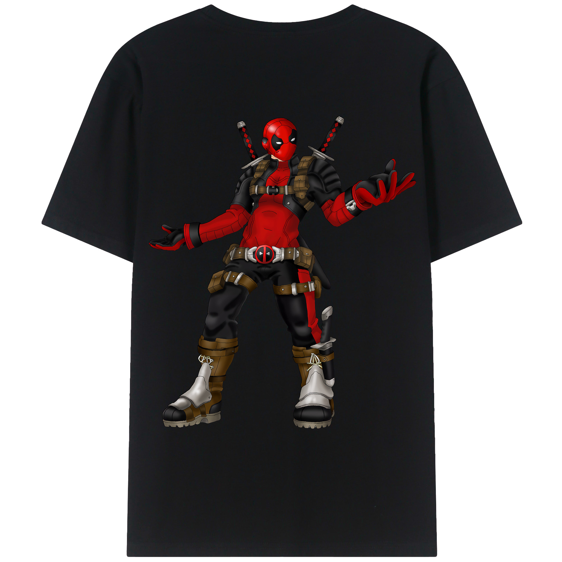 （画像用） Deadpool デッドプール 綿100％ メンズ半袖Tシャツ（バックプリント） 通気性