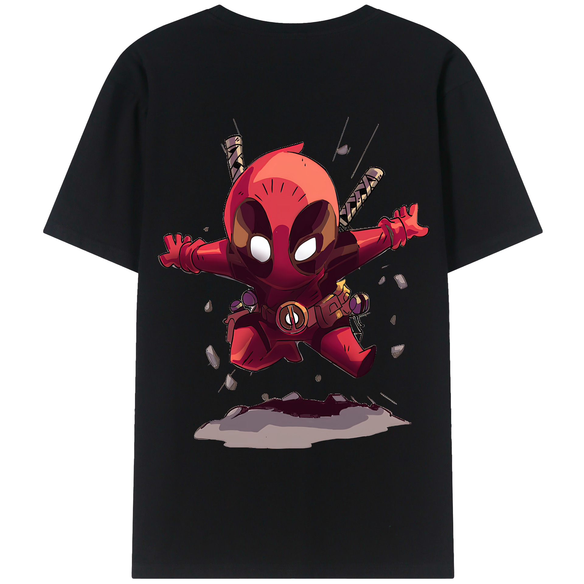 （画像用） Deadpool デッドプール 綿100％ メンズ半袖Tシャツ（バックプリント） 通気性