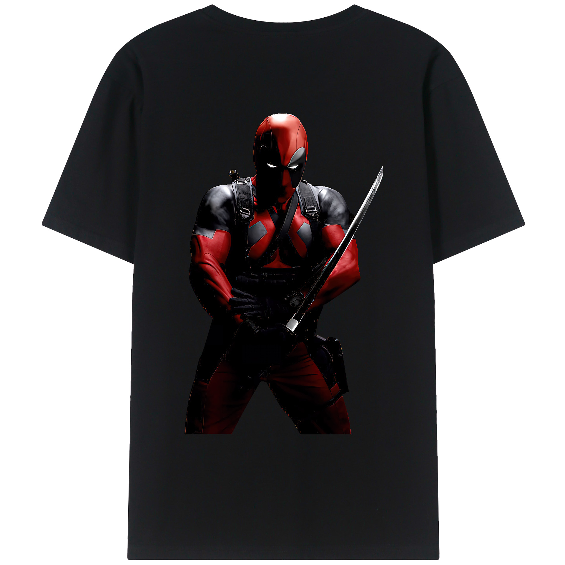 （画像用） Deadpool デッドプール 綿100％ メンズ半袖Tシャツ（バックプリント） 通気性