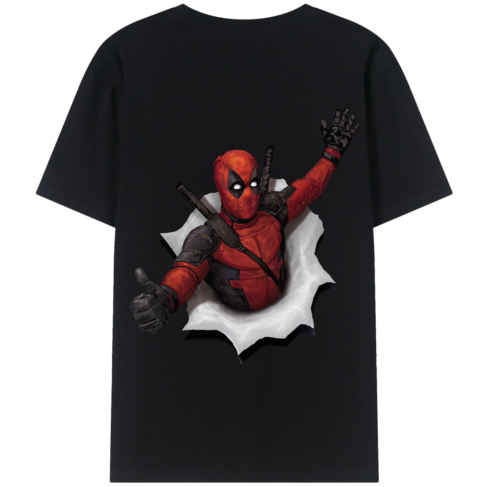（画像用） Deadpool デッドプール 綿100％ メンズ半袖Tシャツ（バックプリント） 通気性