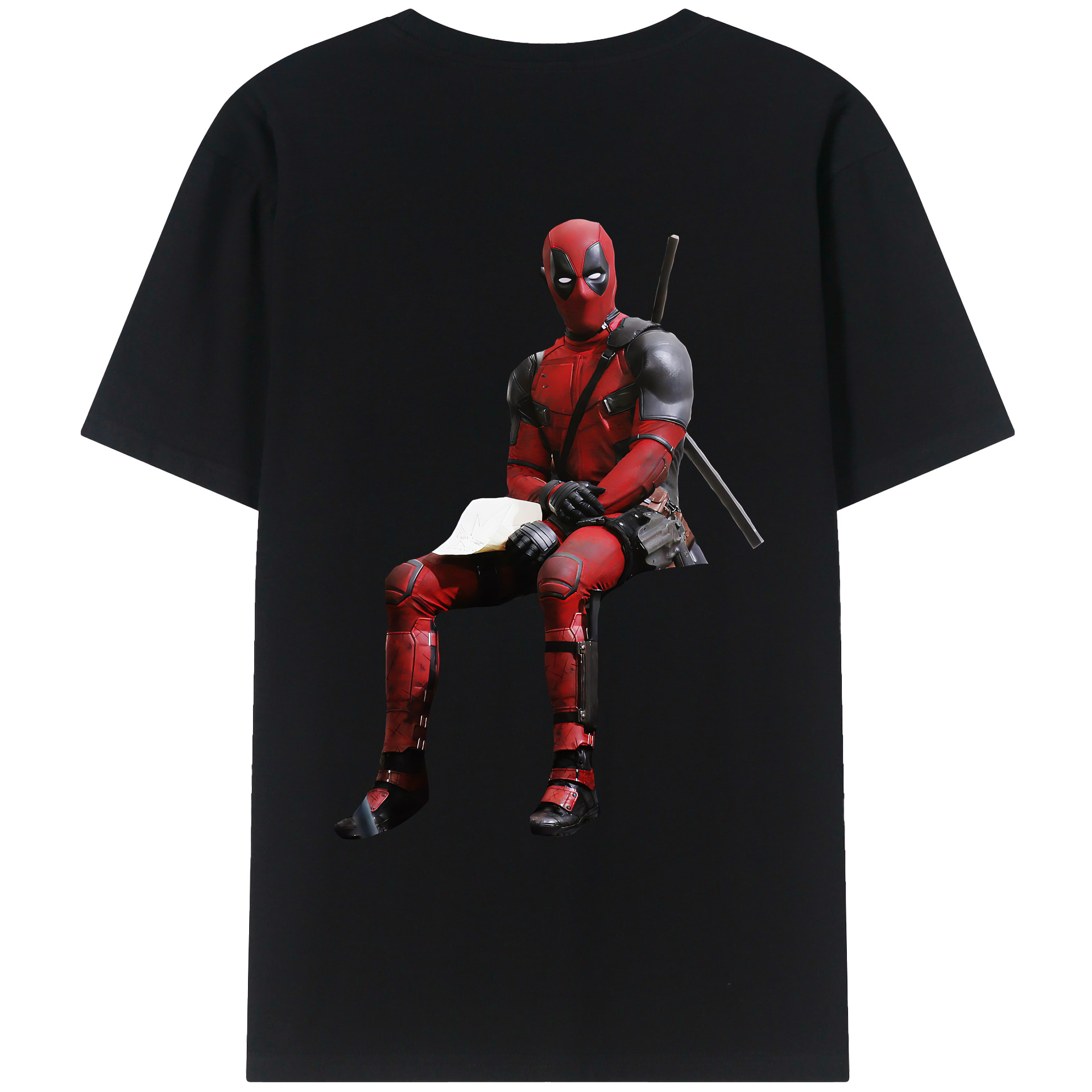 （画像用） Deadpool デッドプール 綿100％ メンズ半袖Tシャツ（バックプリント） 通気性