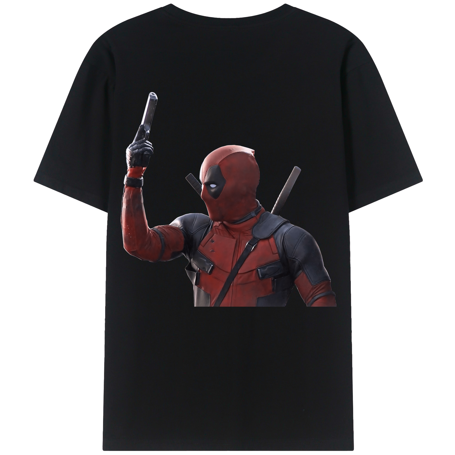 （画像用） Deadpool デッドプール 綿100％ メンズ半袖Tシャツ（バックプリント） 通気性