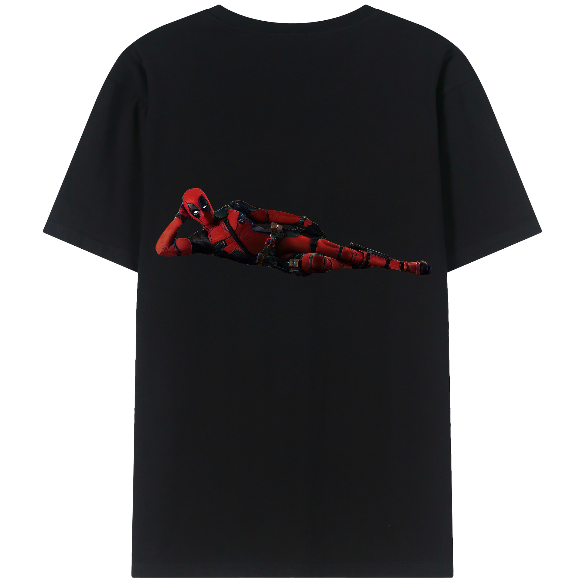 （画像用） Deadpool デッドプール 綿100％ メンズ半袖Tシャツ（バックプリント） 通気性