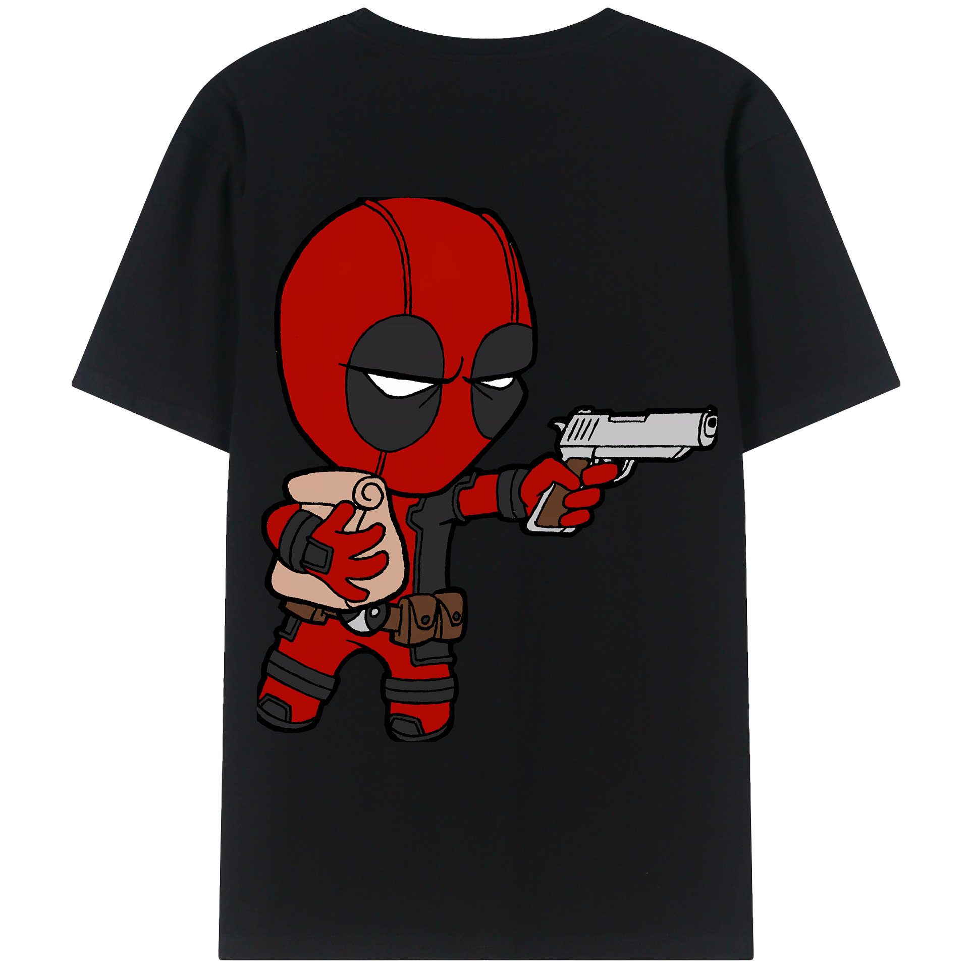 （画像用） Deadpool デッドプール 綿100％ メンズ半袖Tシャツ（バックプリント） 通気性