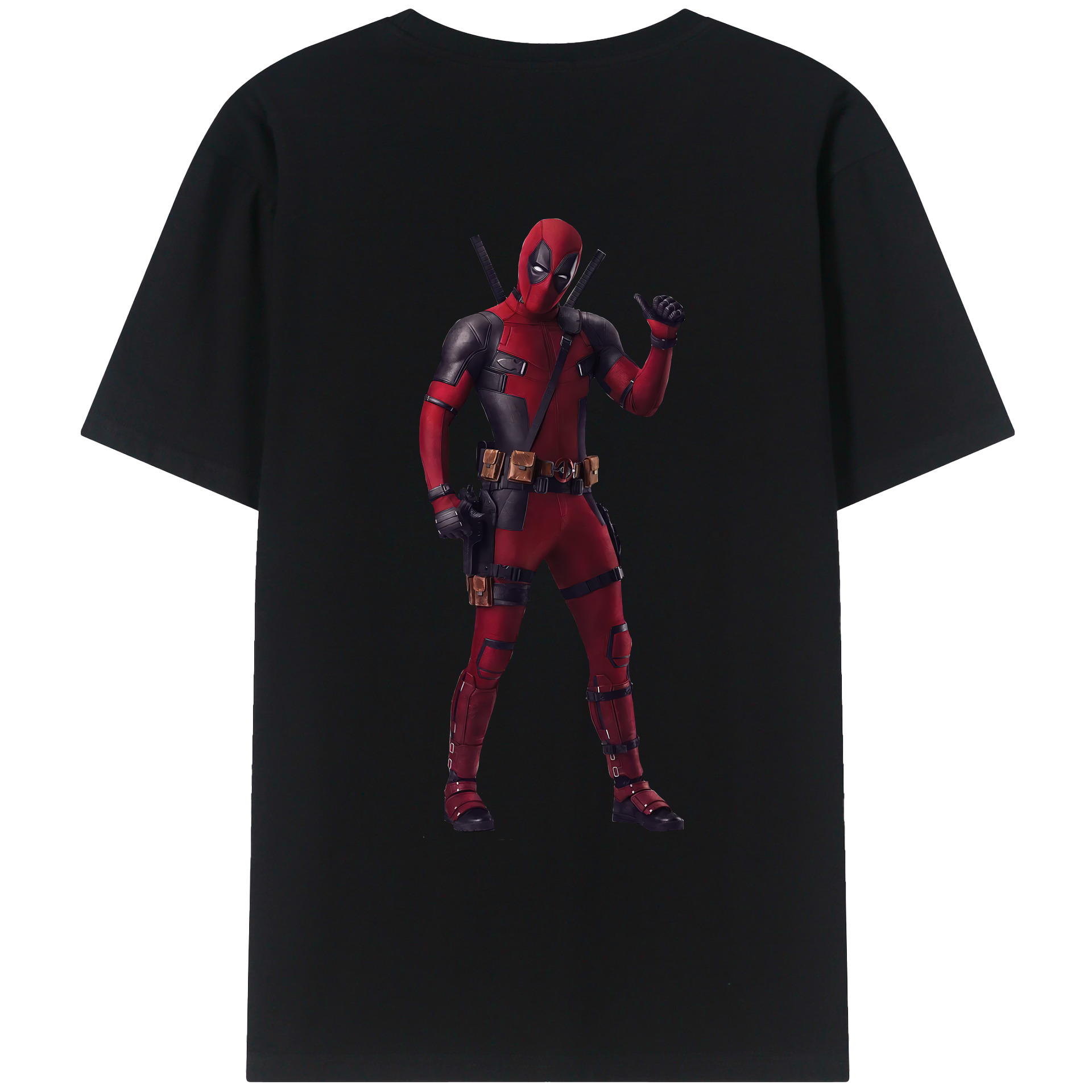 （画像用） Deadpool デッドプール 綿100％ メンズ半袖Tシャツ（バックプリント） 通気性