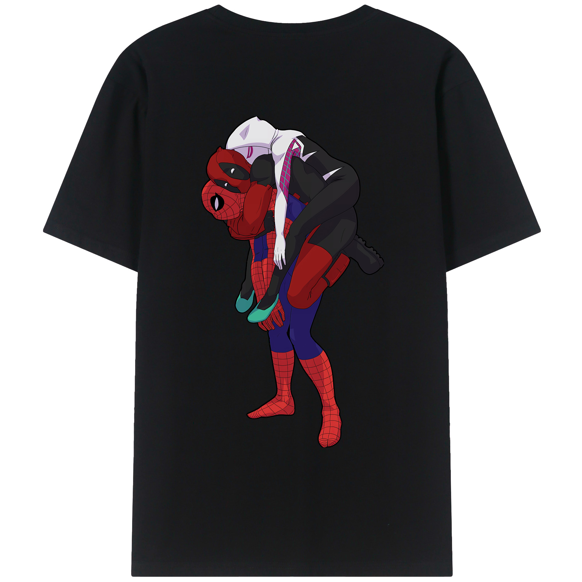 （画像用） Deadpool デッドプール 綿100％ メンズ半袖Tシャツ（バックプリント） 通気性