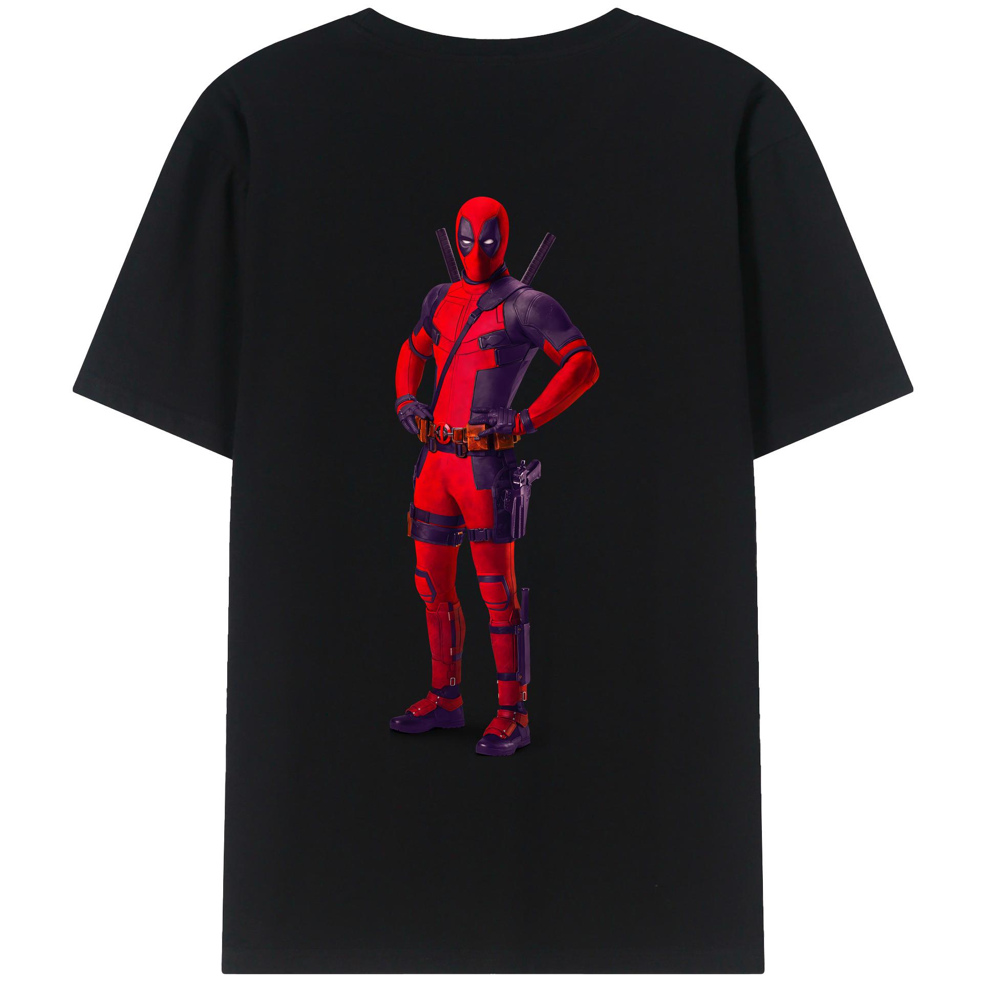 （画像用） Deadpool デッドプール 綿100％ メンズ半袖Tシャツ（バックプリント） 通気性