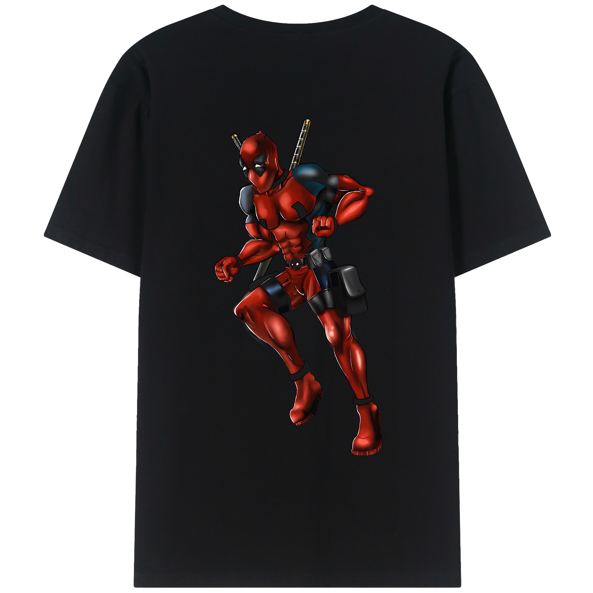 （画像用） Deadpool デッドプール 綿100％ メンズ半袖Tシャツ（バックプリント） 通気性