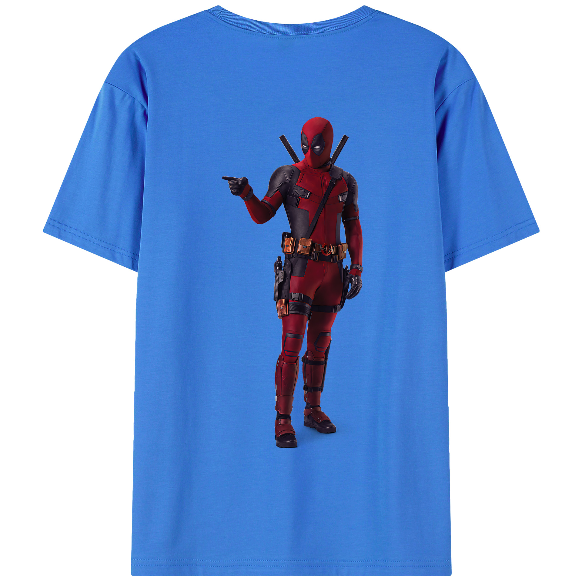 （画像用） Deadpool デッドプール 綿100％ メンズ半袖Tシャツ（バックプリント） 通気性