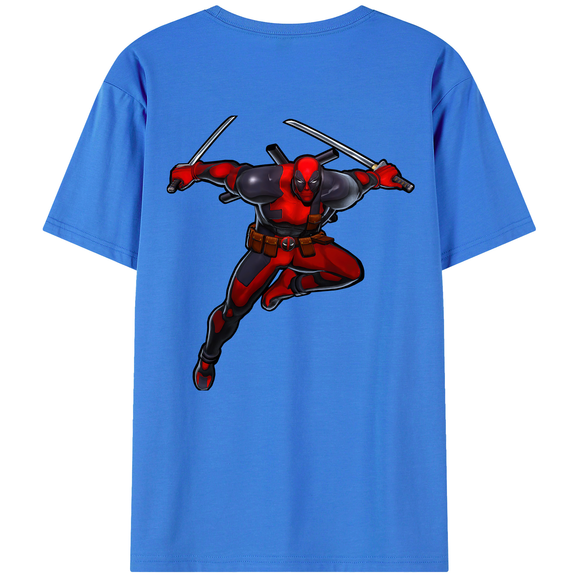 （画像用） Deadpool デッドプール 綿100％ メンズ半袖Tシャツ（バックプリント） 通気性