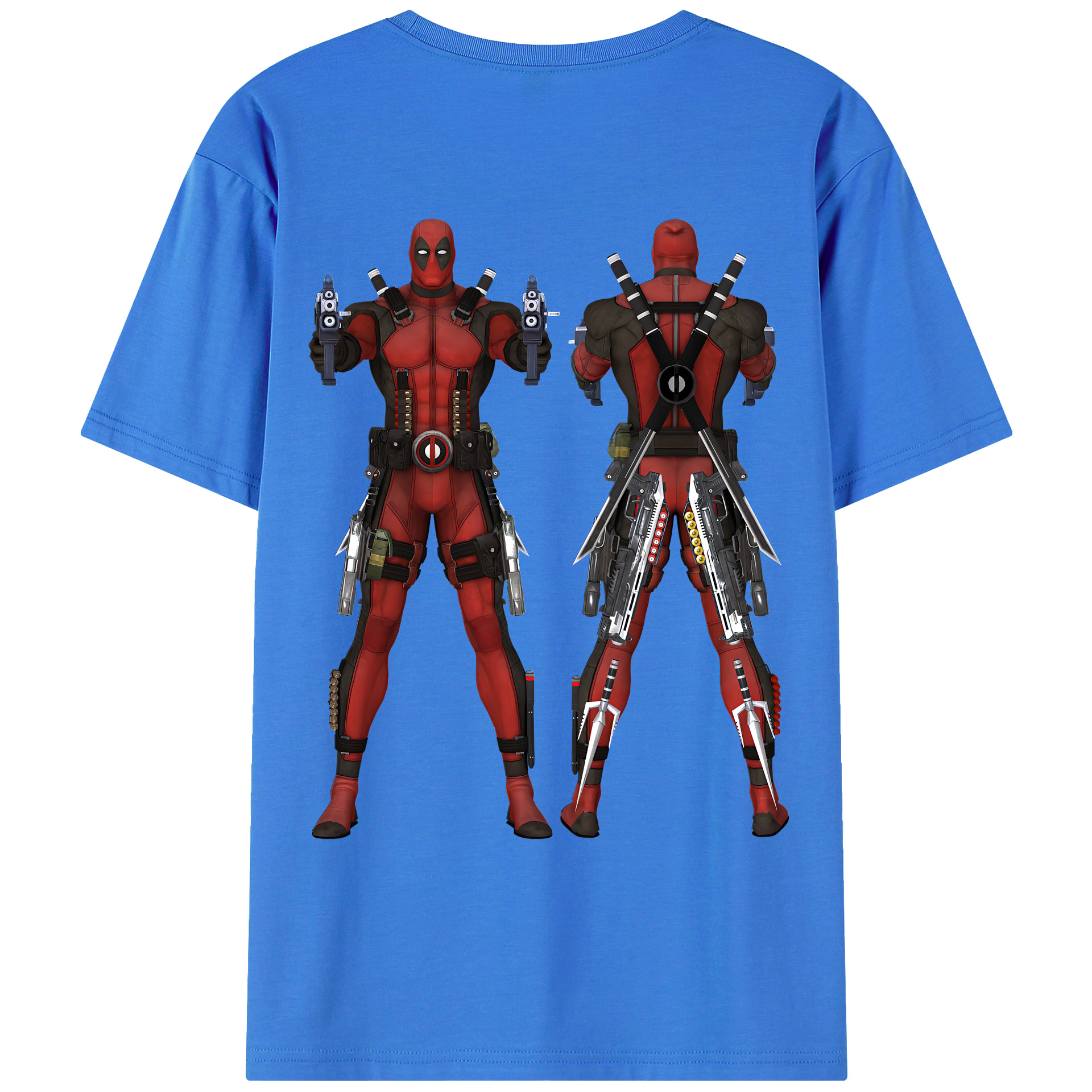 （画像用） Deadpool デッドプール 綿100％ メンズ半袖Tシャツ（バックプリント） 通気性