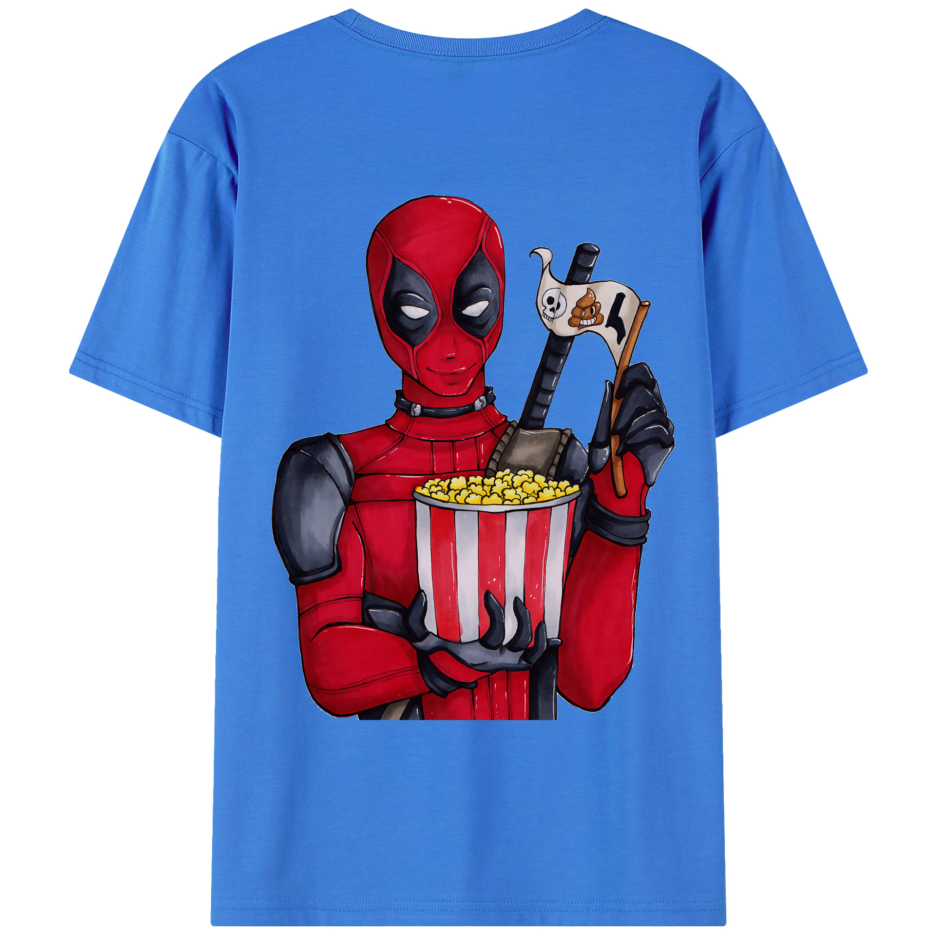（画像用） Deadpool デッドプール 綿100％ メンズ半袖Tシャツ（バックプリント） 通気性