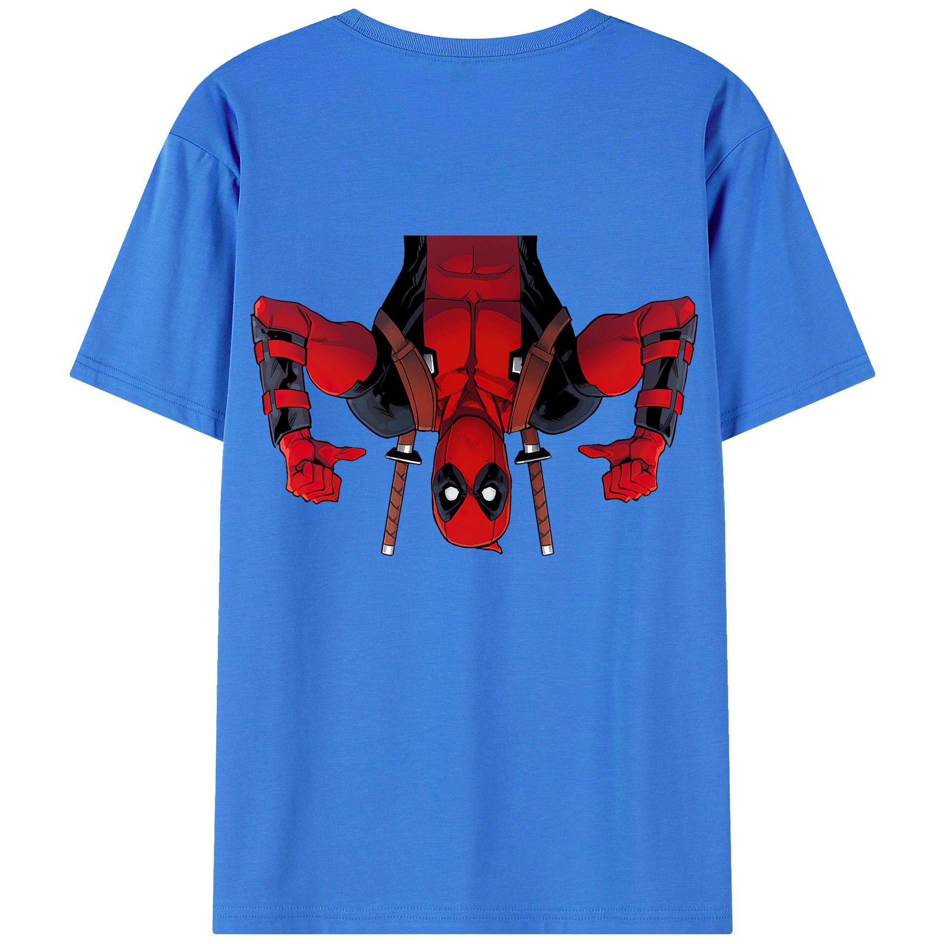 （画像用） Deadpool デッドプール 綿100％ メンズ半袖Tシャツ（バックプリント） 通気性