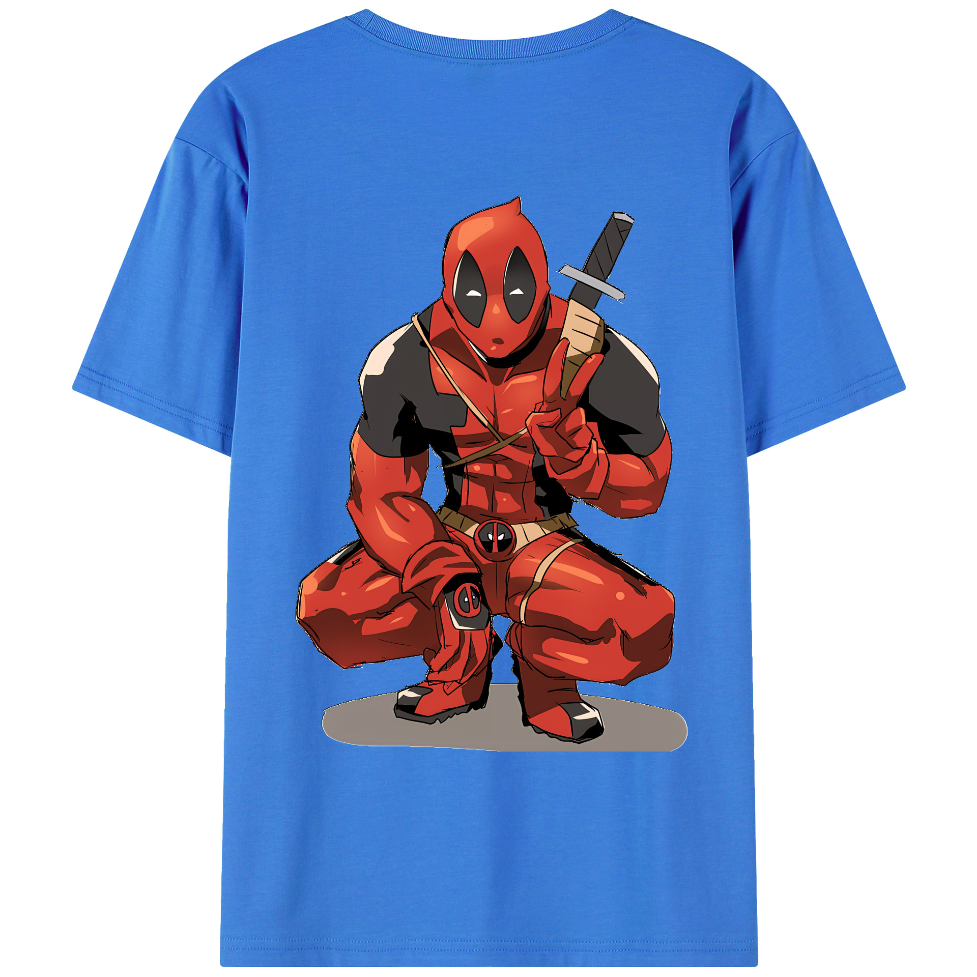 （画像用） Deadpool デッドプール 綿100％ メンズ半袖Tシャツ（バックプリント） 通気性