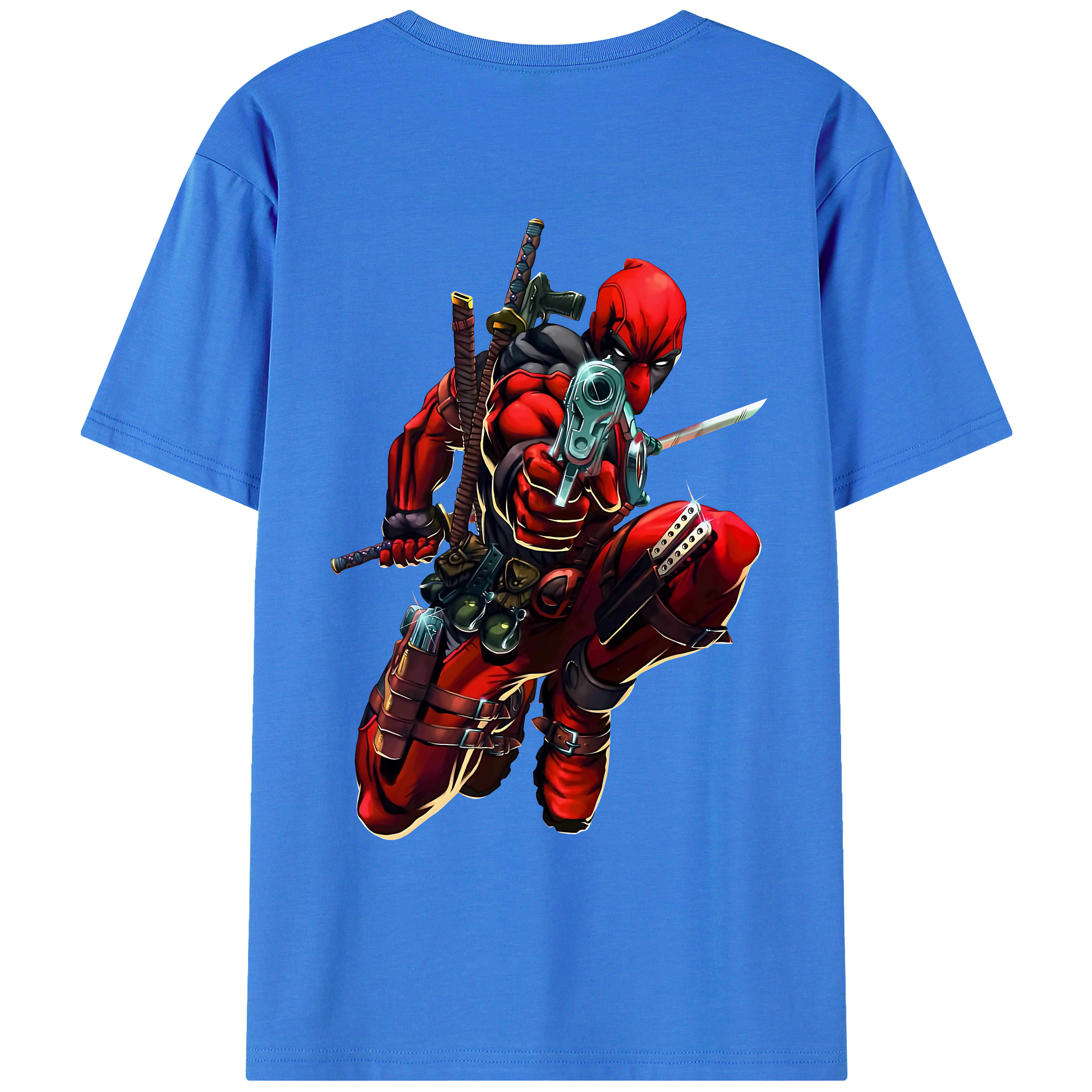 （画像用） Deadpool デッドプール 綿100％ メンズ半袖Tシャツ（バックプリント） 通気性