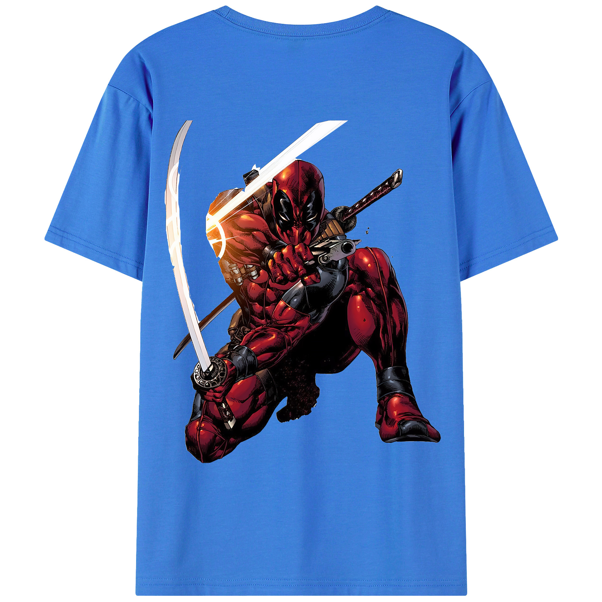 （画像用） Deadpool デッドプール 綿100％ メンズ半袖Tシャツ（バックプリント） 通気性