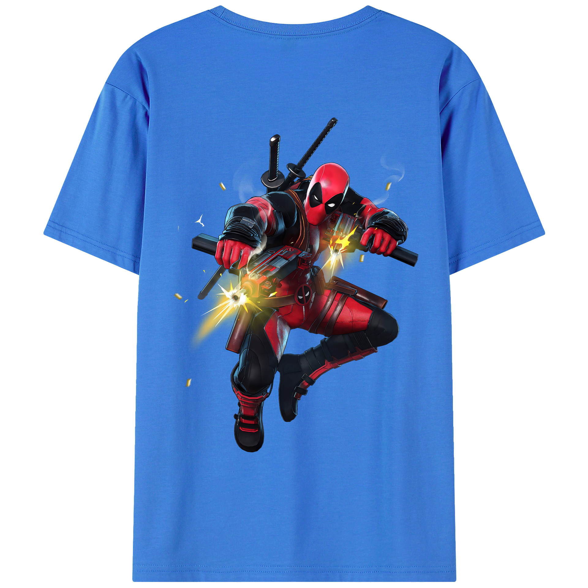 （画像用） Deadpool デッドプール 綿100％ メンズ半袖Tシャツ（バックプリント） 通気性