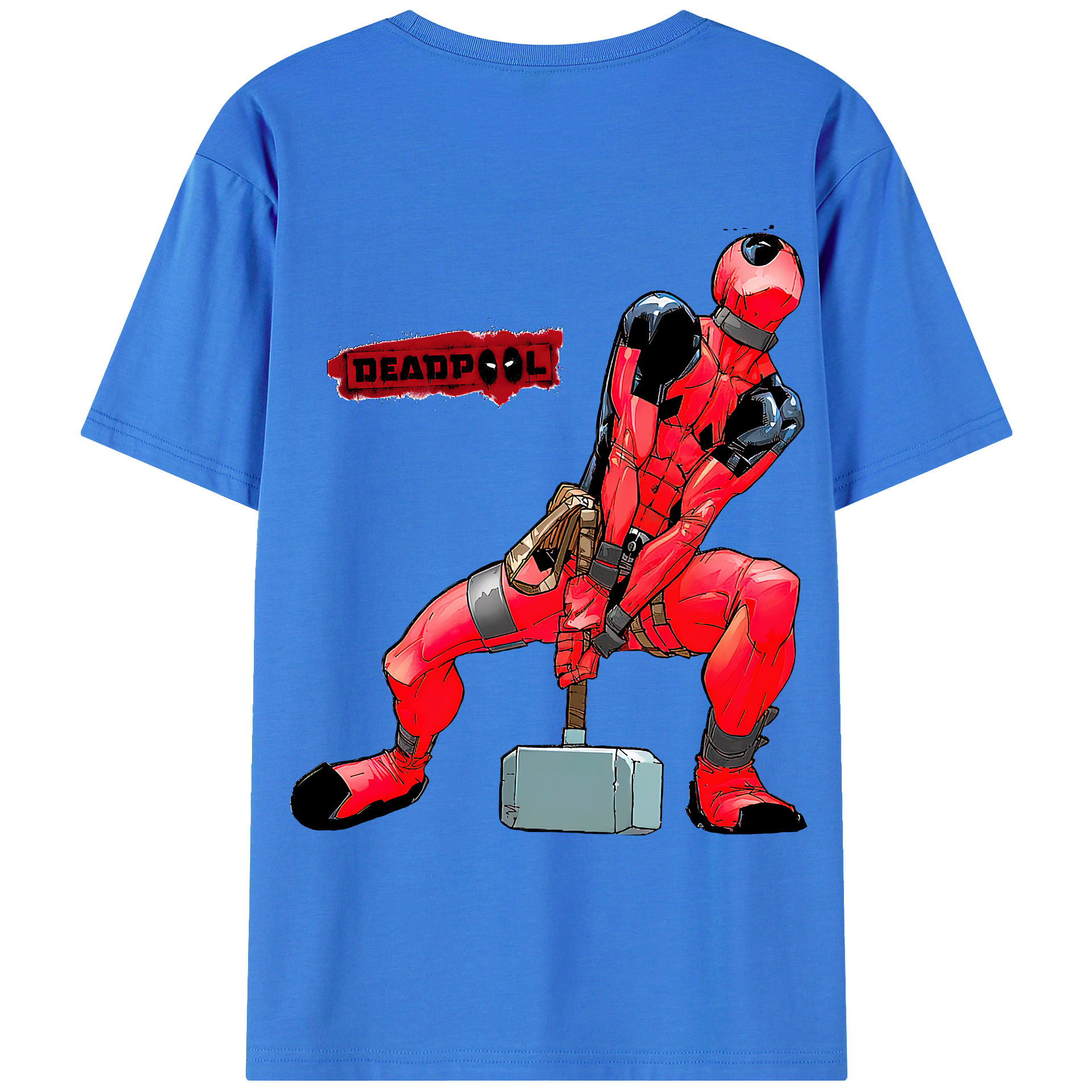 （画像用） Deadpool デッドプール 綿100％ メンズ半袖Tシャツ（バックプリント） 通気性