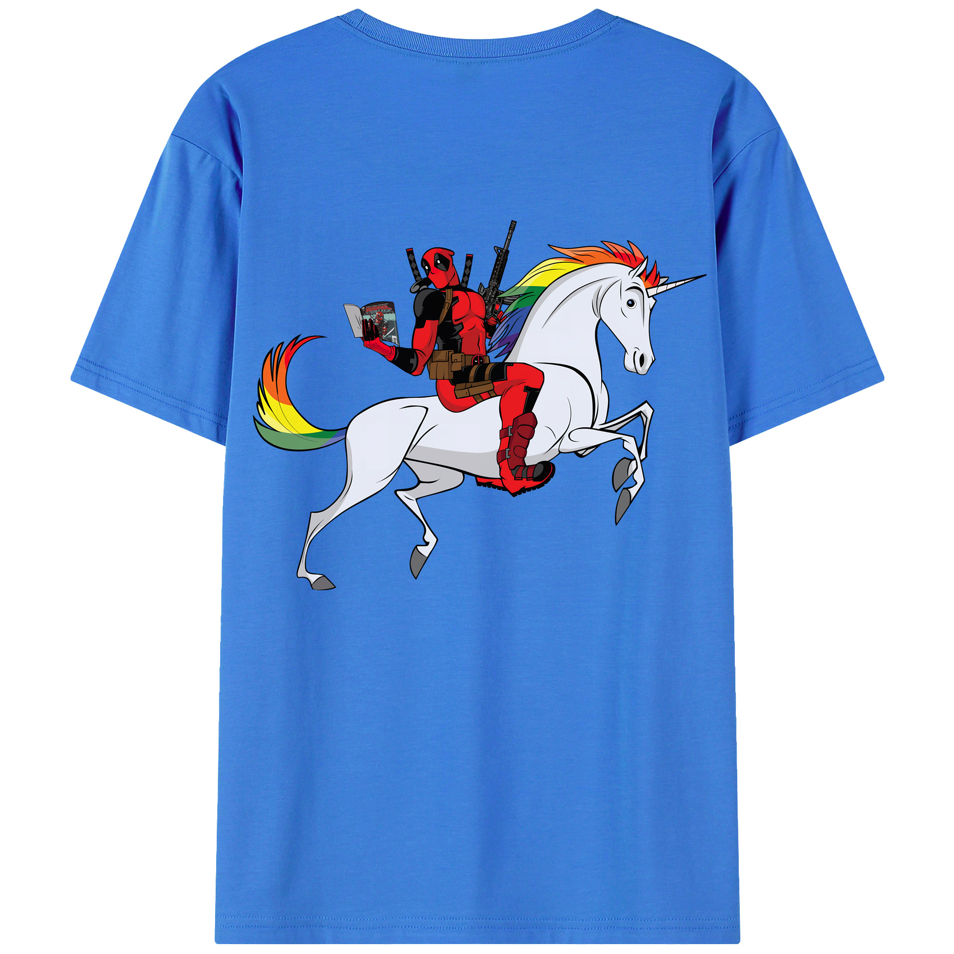 （画像用） Deadpool デッドプール 綿100％ メンズ半袖Tシャツ（バックプリント） 通気性