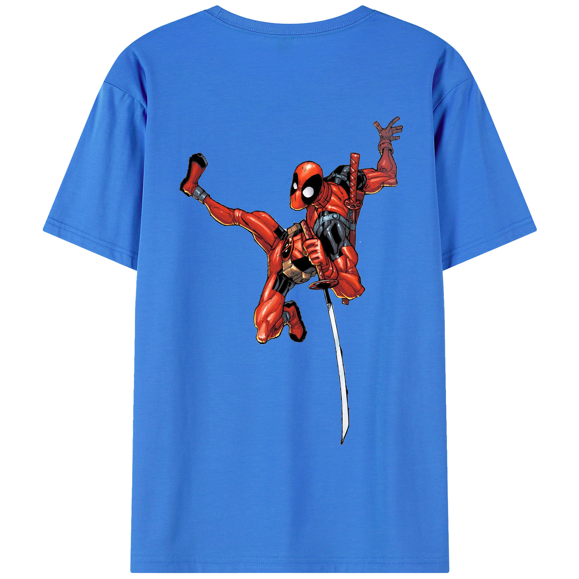 （画像用） Deadpool デッドプール 綿100％ メンズ半袖Tシャツ（バックプリント） 通気性