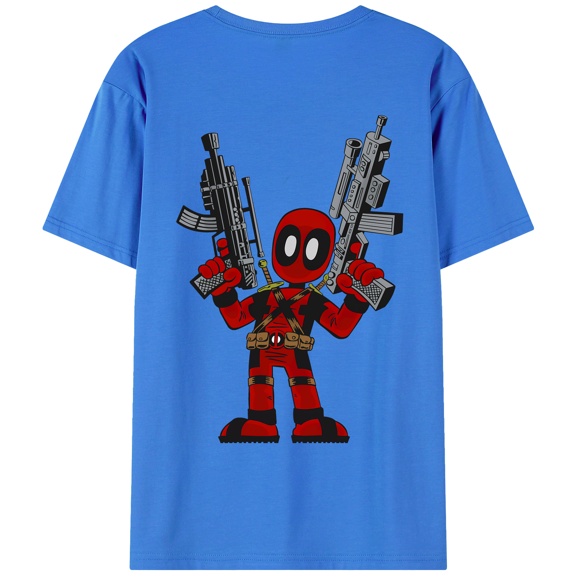 （画像用） Deadpool デッドプール 綿100％ メンズ半袖Tシャツ（バックプリント） 通気性