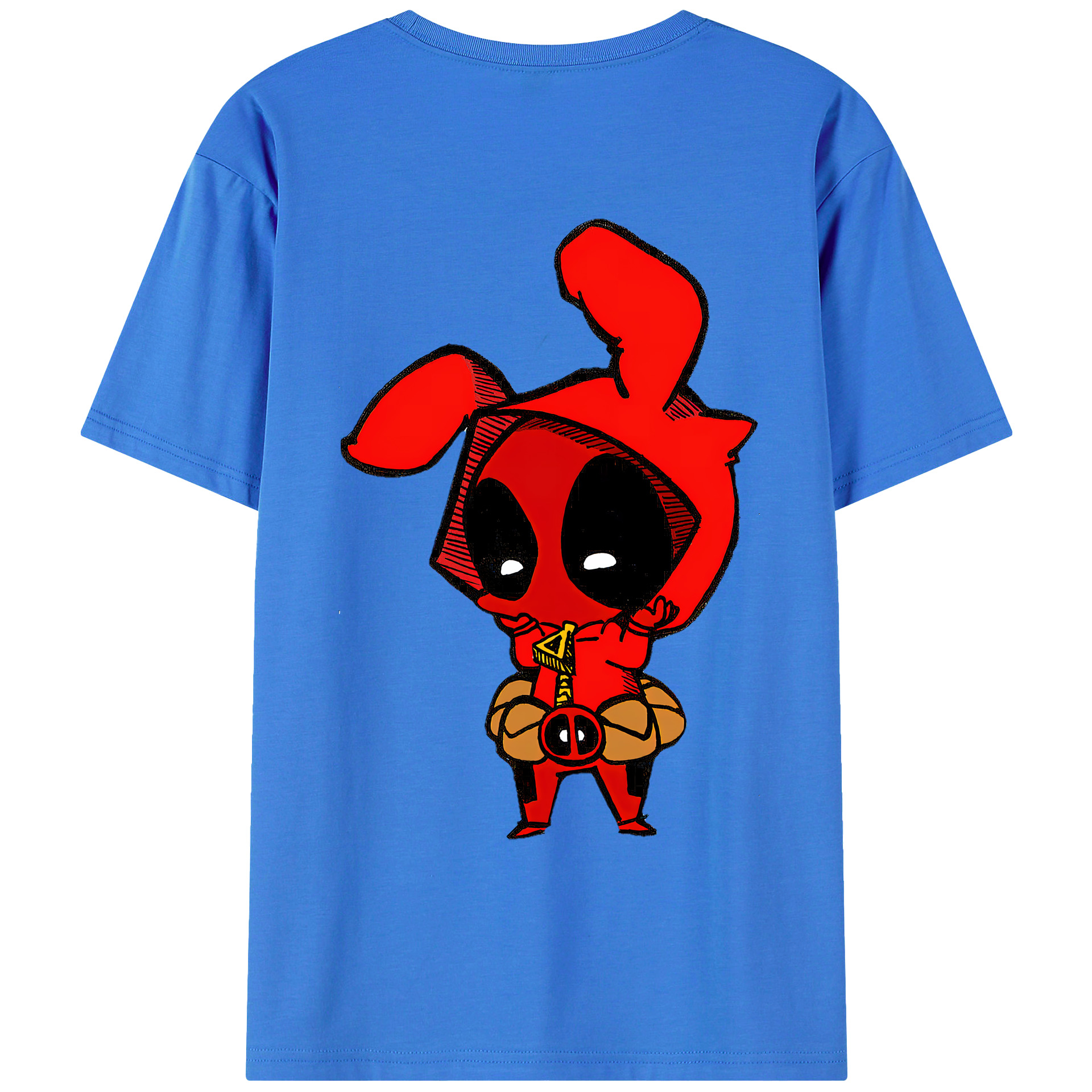 （画像用） Deadpool デッドプール 綿100％ メンズ半袖Tシャツ（バックプリント） 通気性