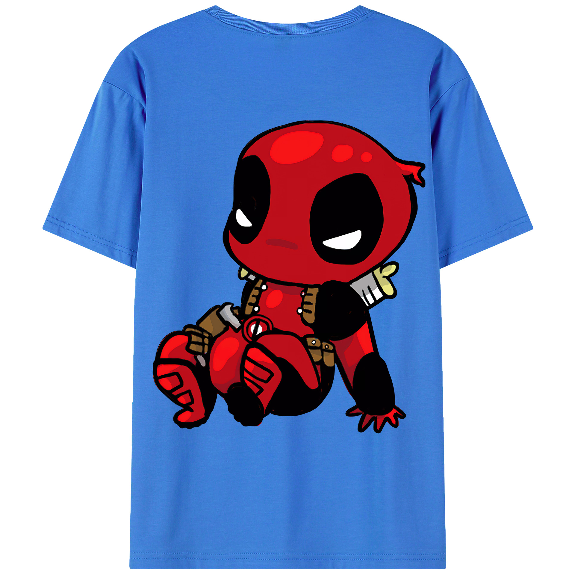 （画像用） Deadpool デッドプール 綿100％ メンズ半袖Tシャツ（バックプリント） 通気性
